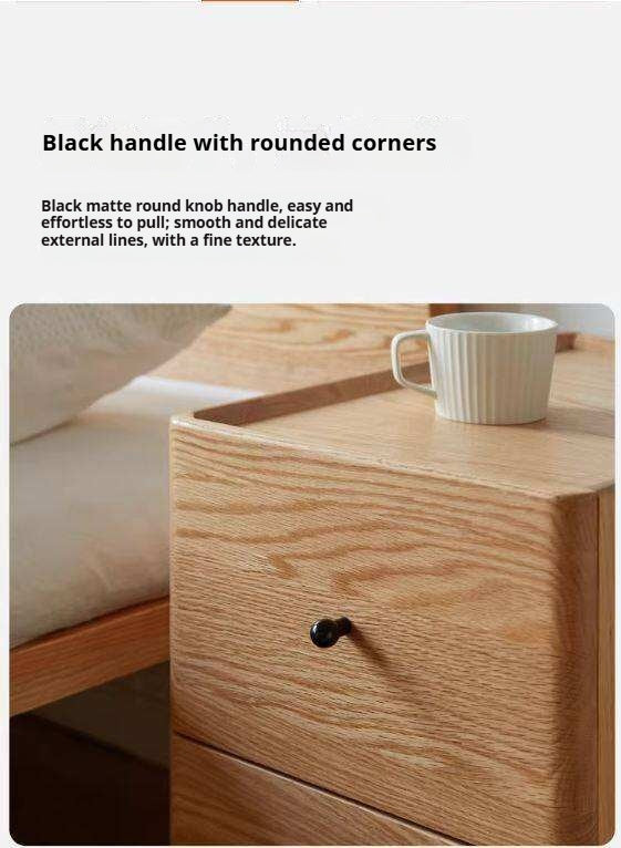 Oak, Ash Solid Wood, Solid Rubberwood Nightstand.