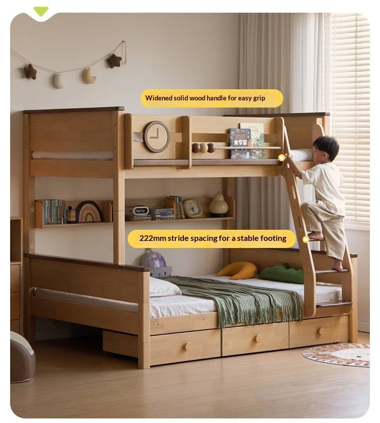 Rubberwood Solid Wood Children's Bunk Bed