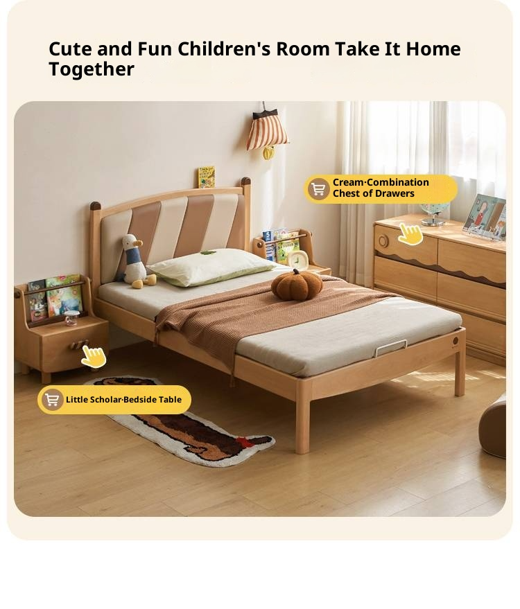 Beech Solid Wood Children's Modern Simple Single Bed