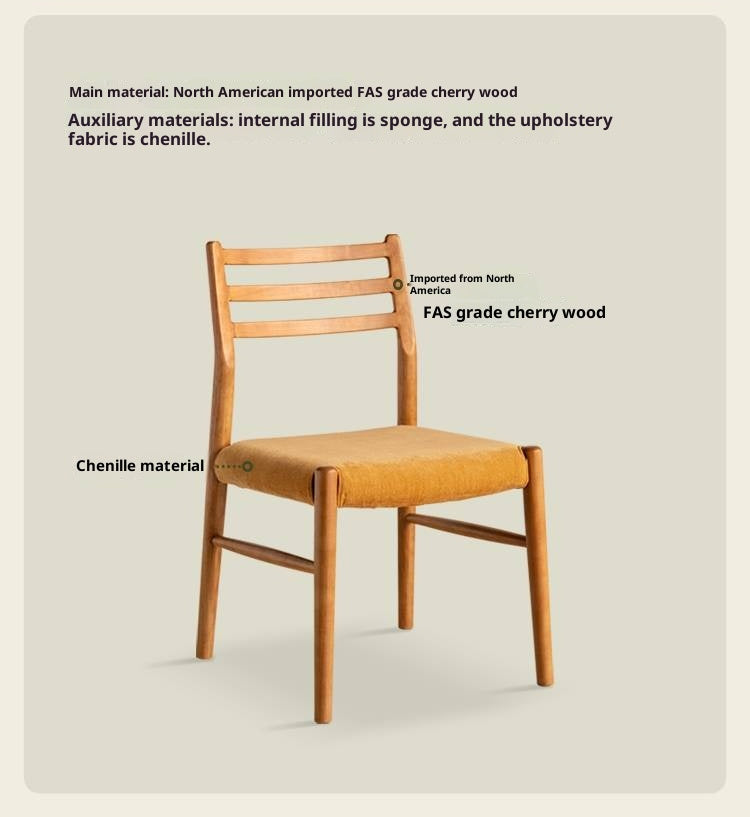 Set 4 pcs Cherry, Ash Solid Wood Artistic Retro Style Dining Chair