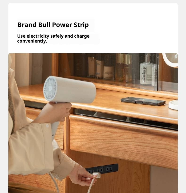 Cherry Solid Wood Retro Skeleton Line Makeup Table