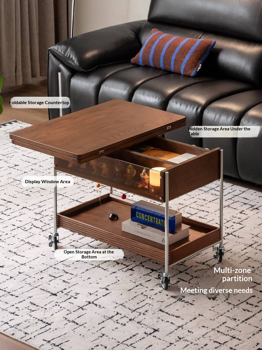 Oak Solid Wood Folding Coffee Table with Minimalist Design