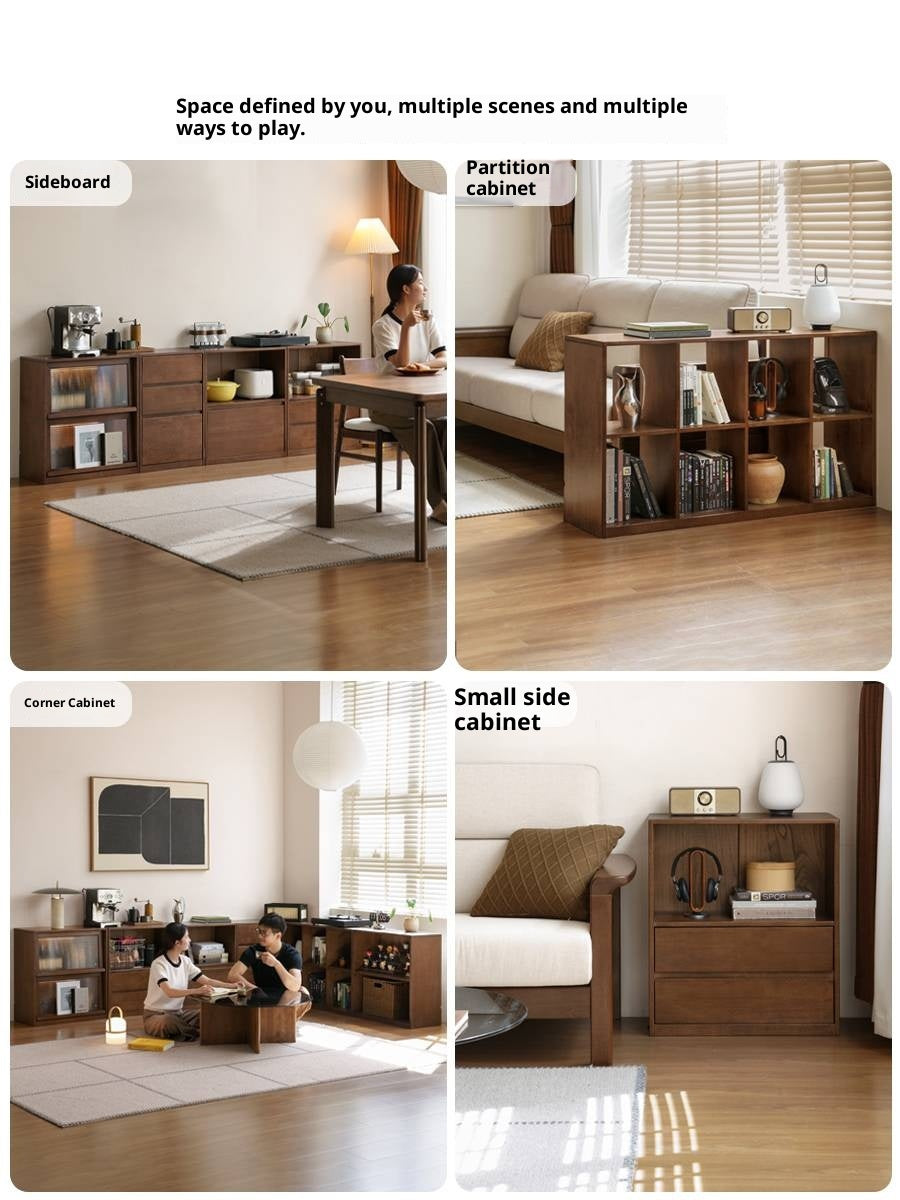 Solid Rubberwood Wall-Mounted Combination Bookcase