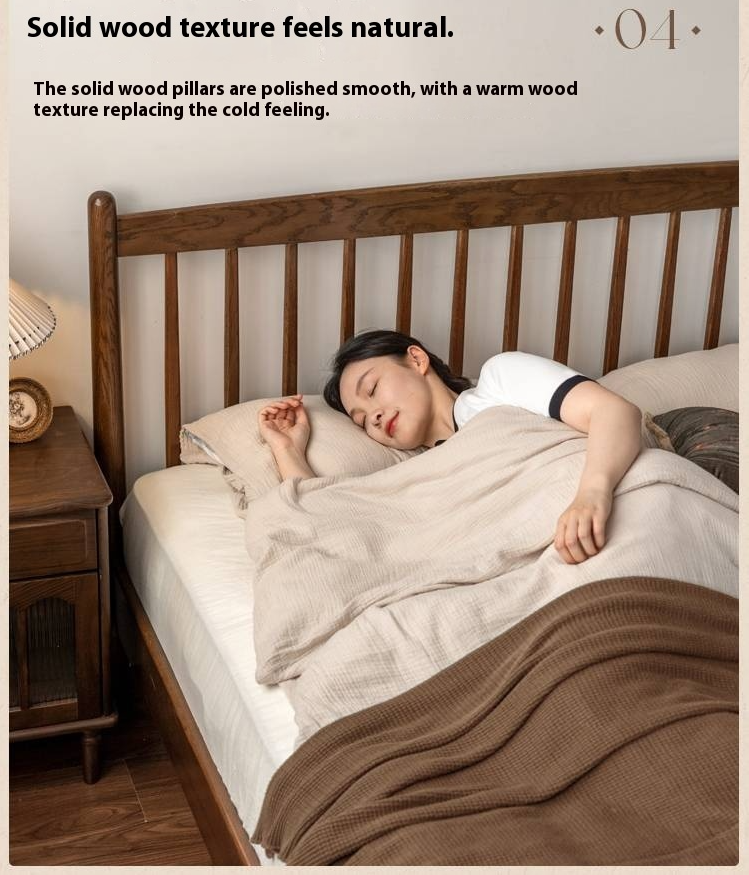 Oak Solid Wood Modern Simple Bed