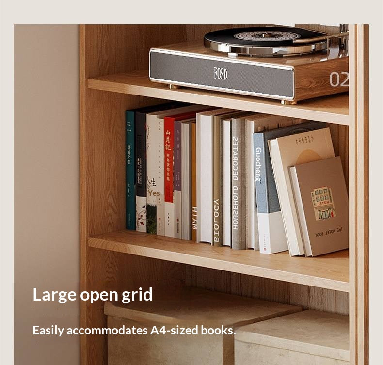 Ash, Oak, Cherry Solid Wood Bookshelf Integrated Wall-Mounted Minimalist
