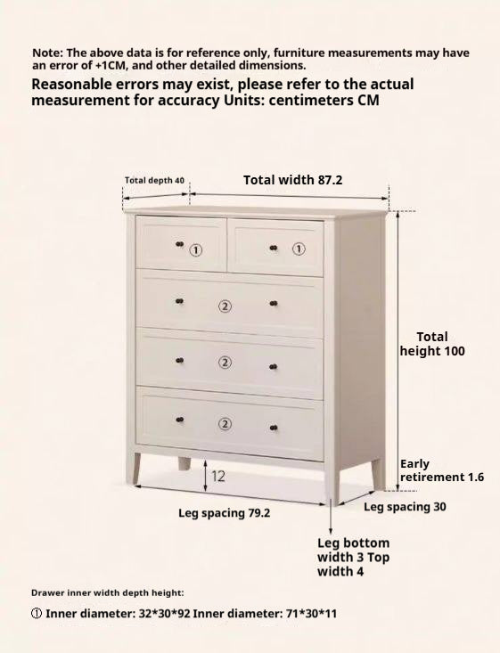 Rubberwood, Oak Solid Wood American Style Chest of Drawers
