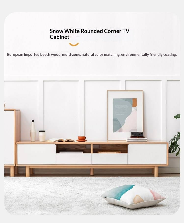 Oak Solid Wood TV Cabinet with Storage.