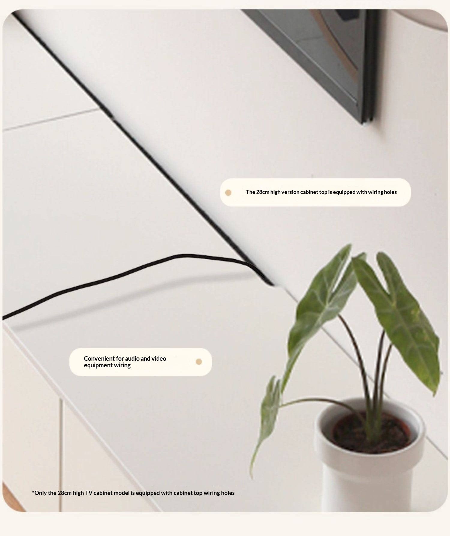 Solid RubberWood Floor Rock Plate TV Cabinet.