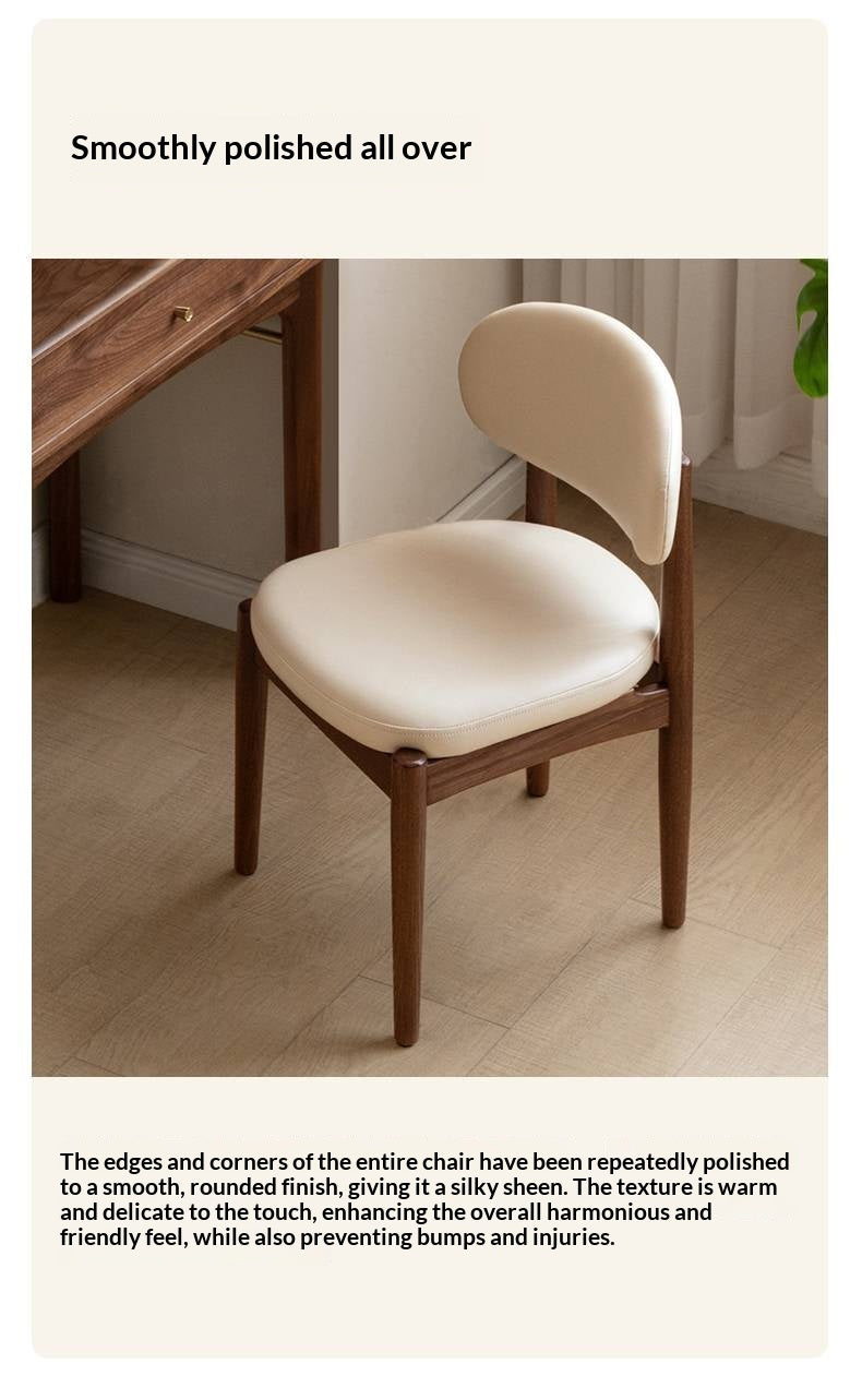 Black Walnut, Ash Solid Wood Modern White Soft Makeup Chair