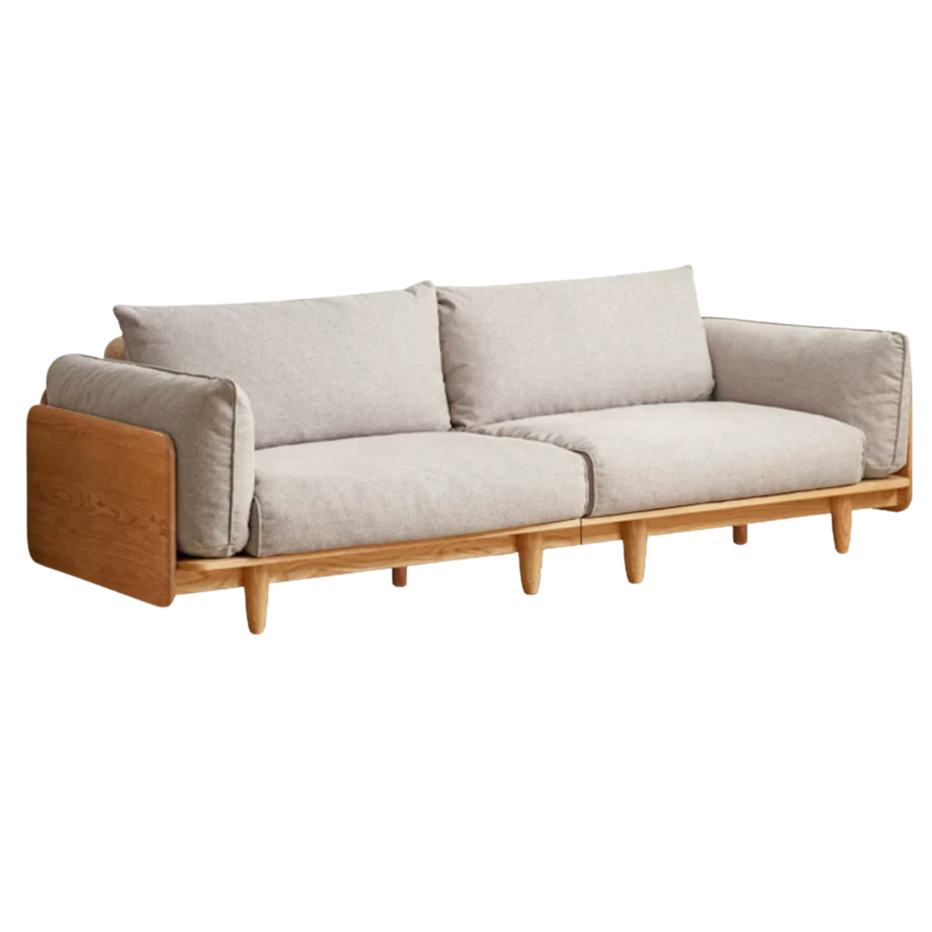 Cherry Wood Contemporary Casual Sofa Genuine Leather, Fabric