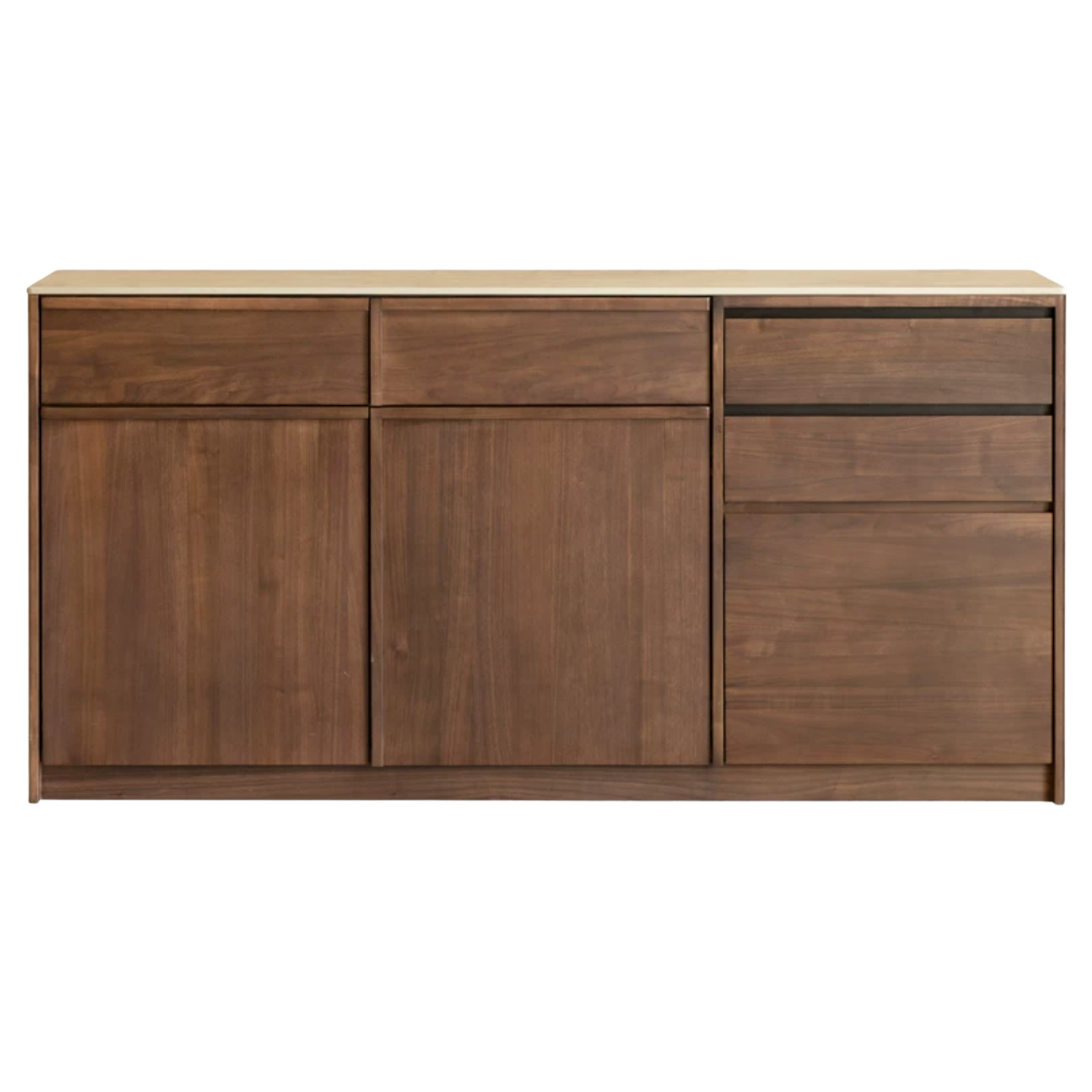 Black Walnut Solid Wood Sideboard with Slate Top, Storage Cabinet for Dining Room