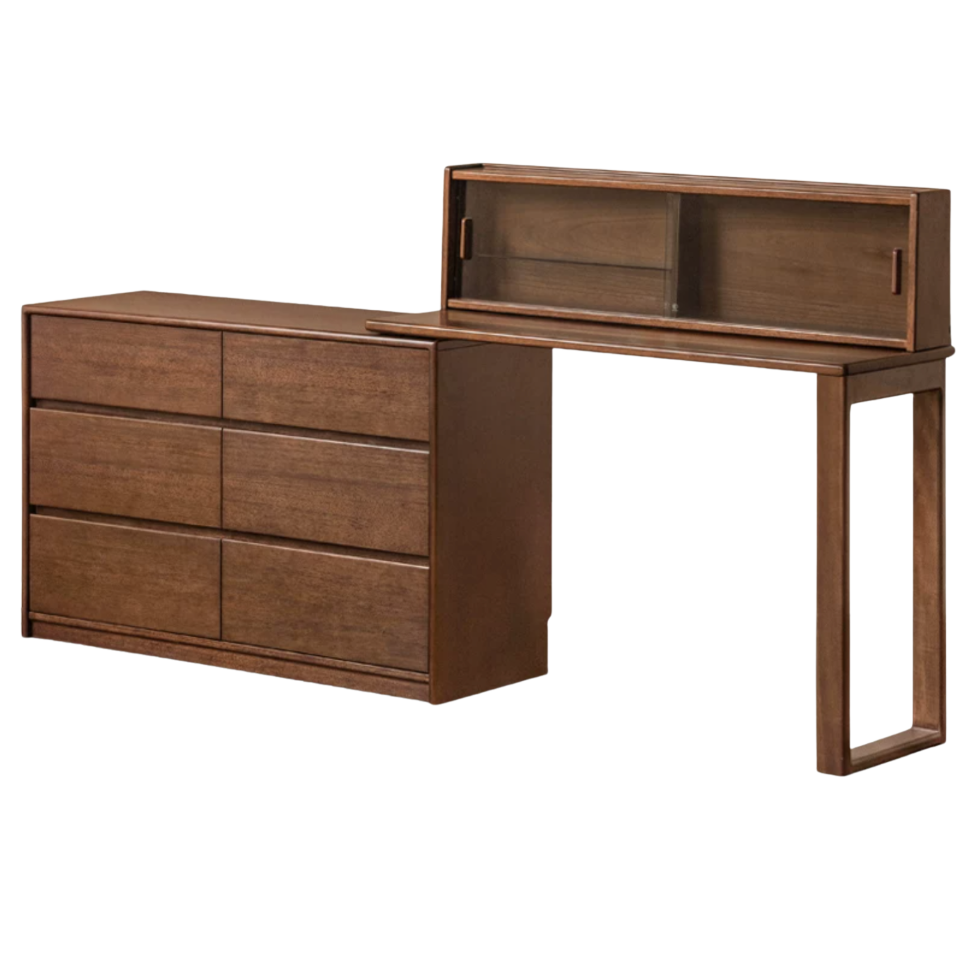Black Walnut, Golden Pear Solid Wood Retractable Vanity Table