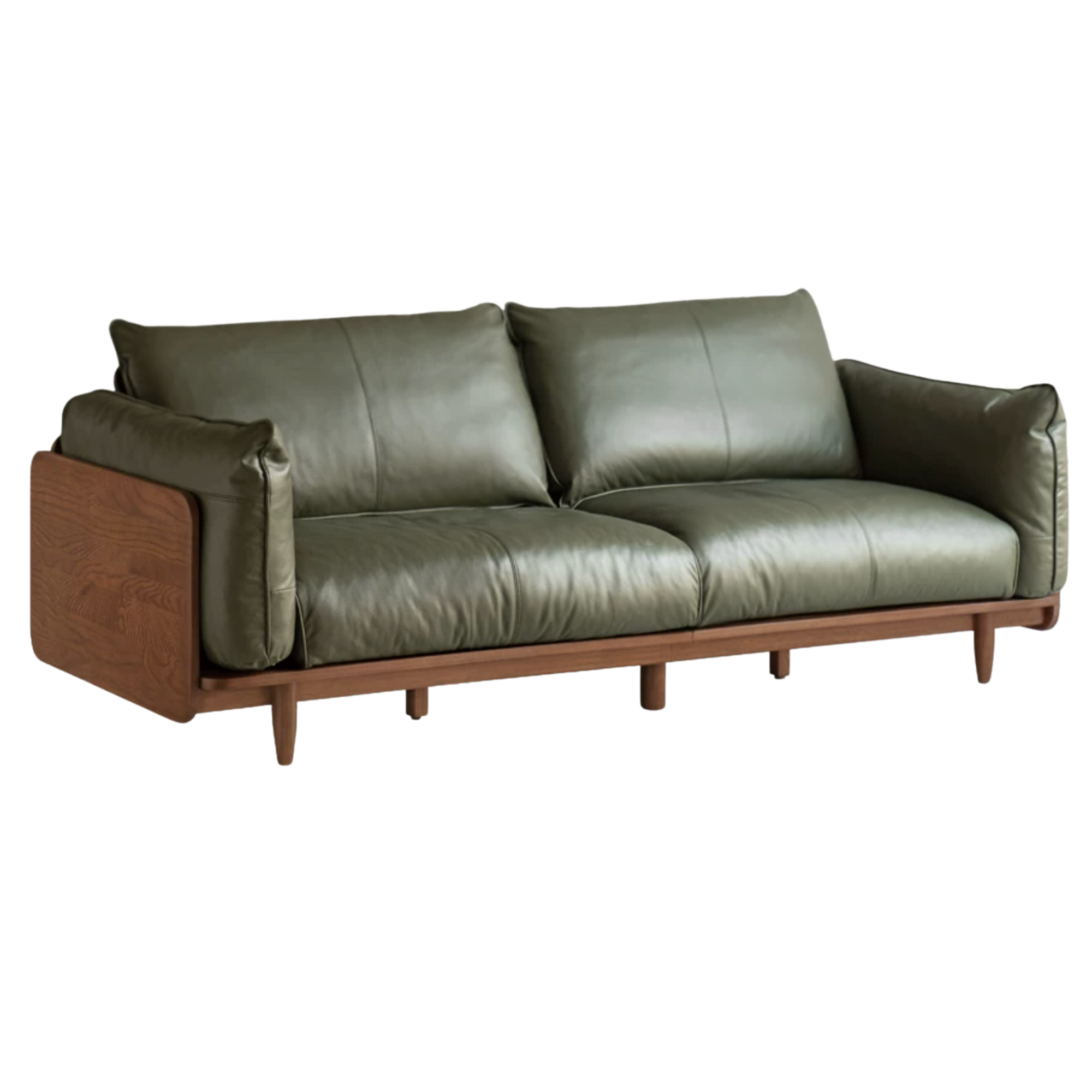 Black Walnut Solid Wood, Oak, Solid Sandalwood Genuine leather, fabric Sofa