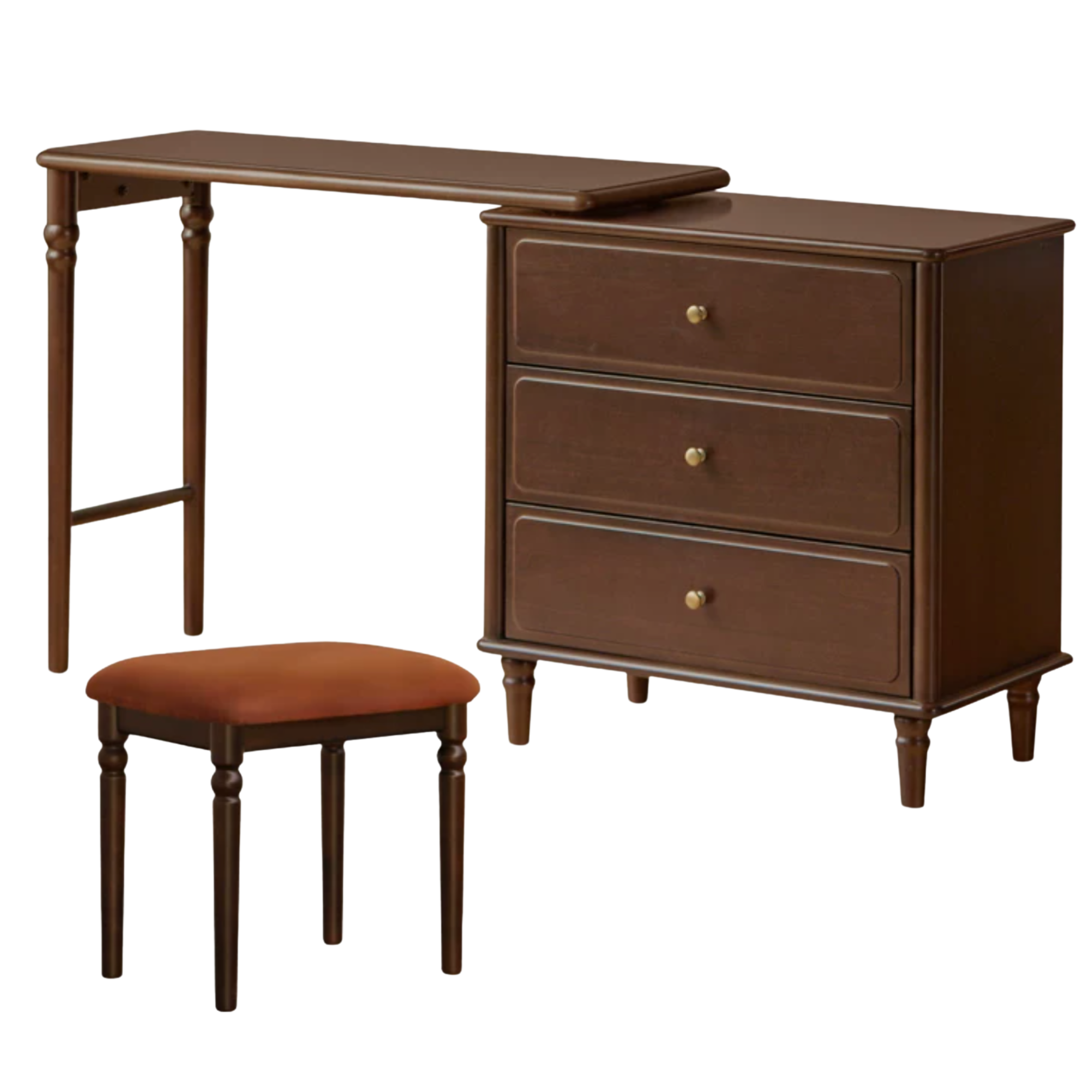 Black Walnut, Poplar, Ash Solid Wood American Retro Retractable Vanity Table