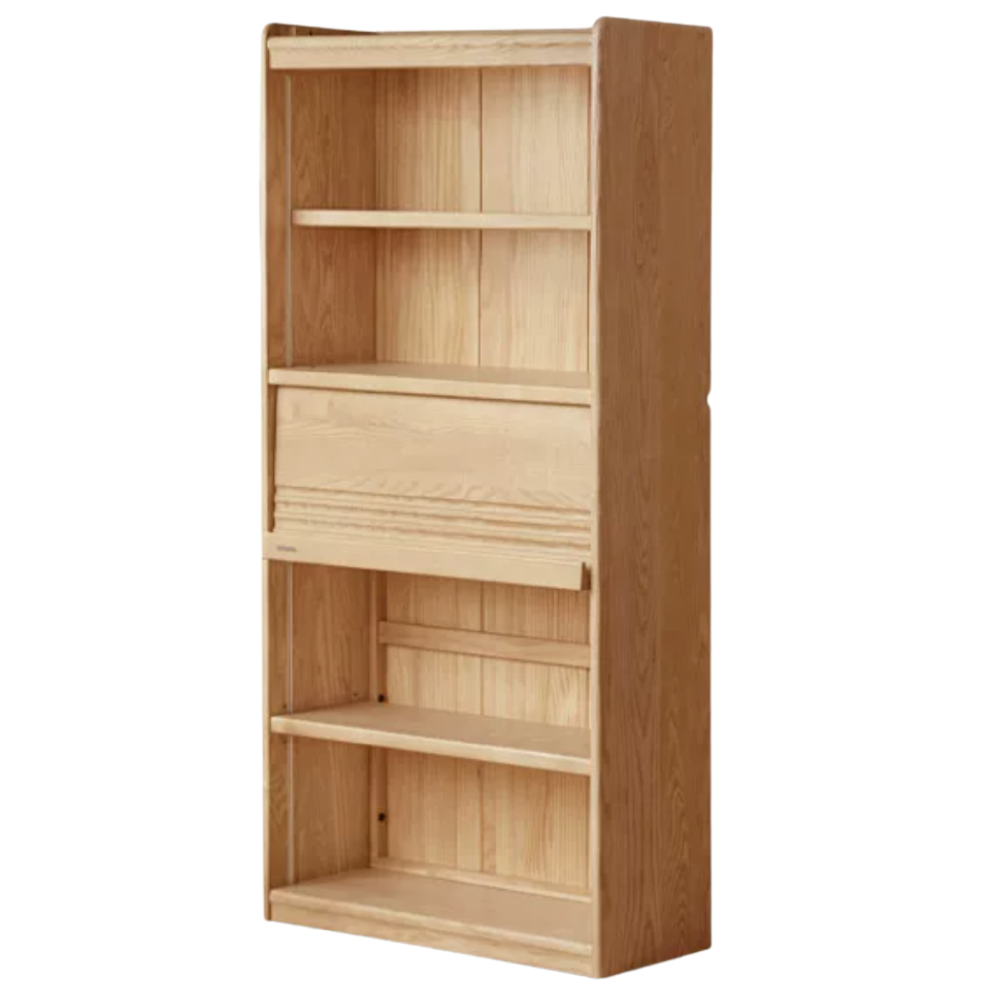 Oak Solid Wood Display Bookcase with Wall-Mounted Option and Storage Cabinet