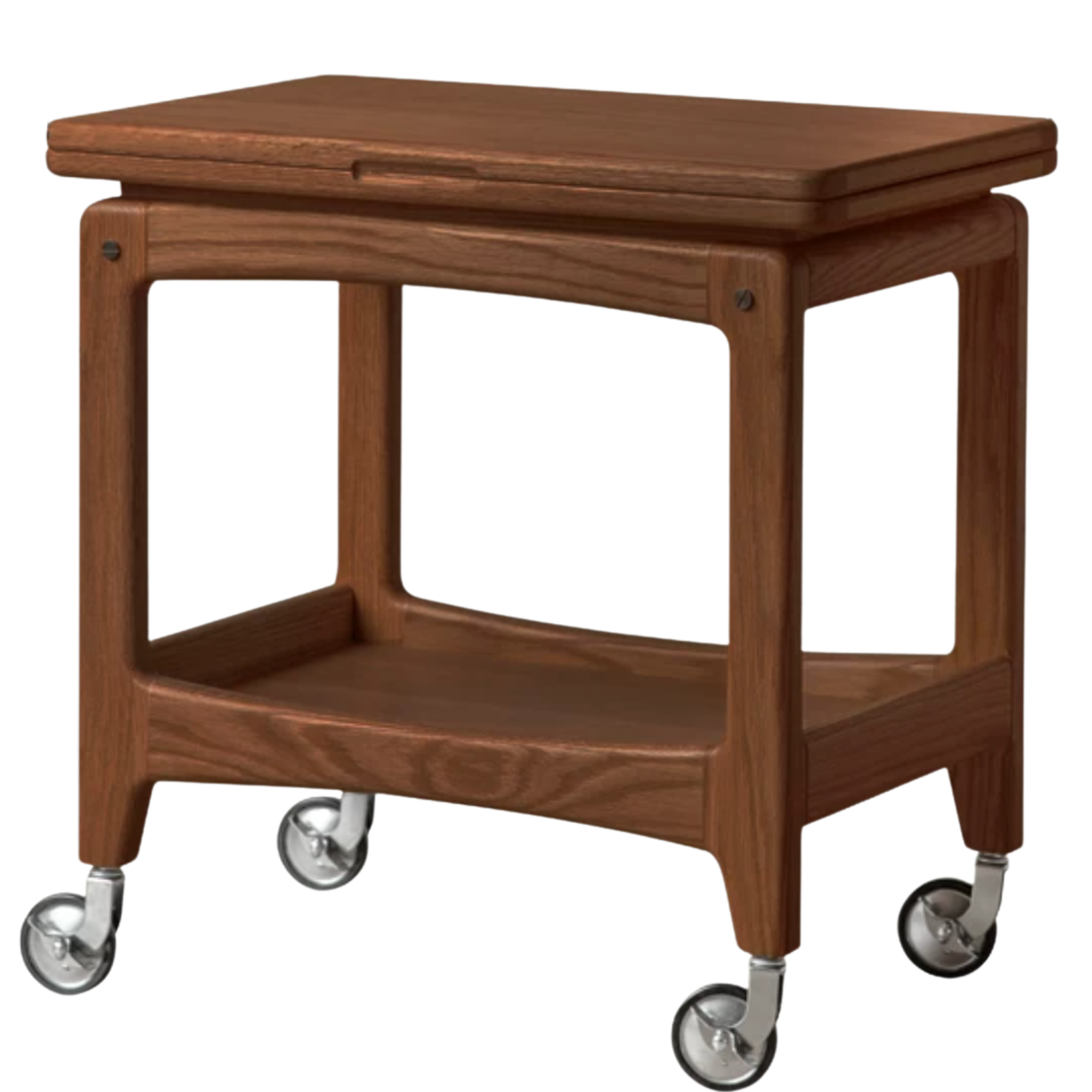 Oak Solid Wood Folding Side Table on Wheels – Mobile End Table