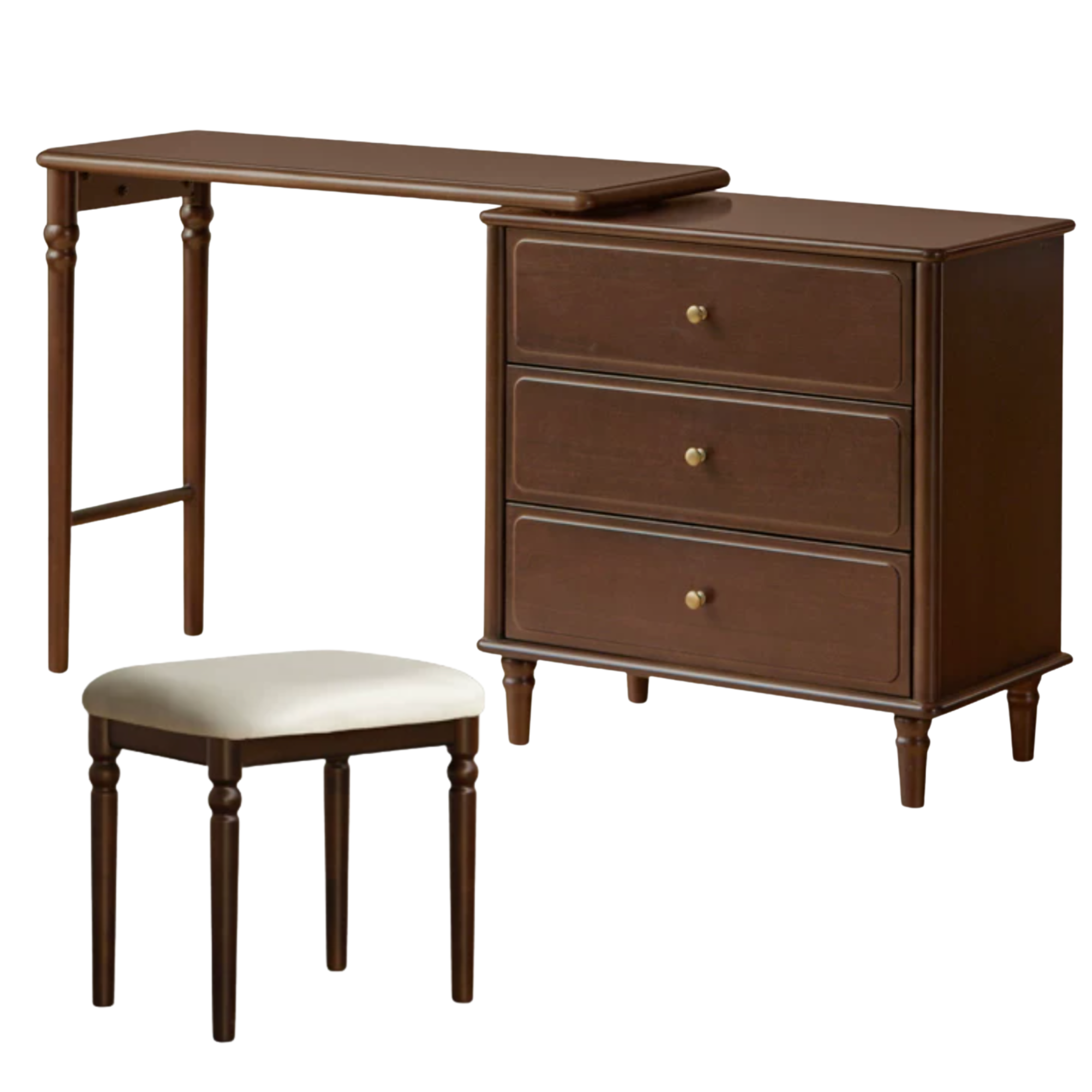 Black Walnut, Poplar, Ash Solid Wood American Retro Retractable Vanity Table