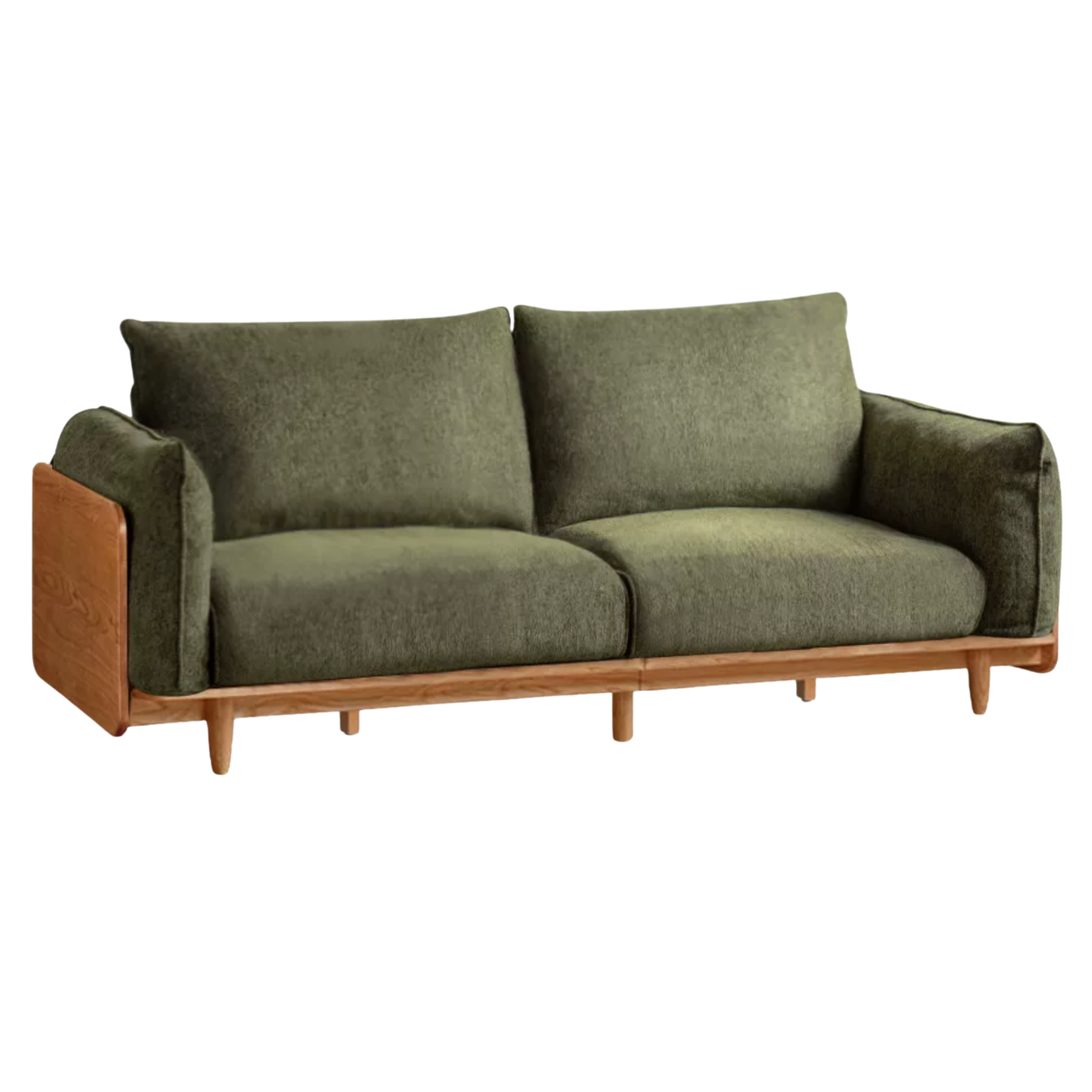 Cherry Wood Contemporary Casual Sofa Genuine Leather, Fabric