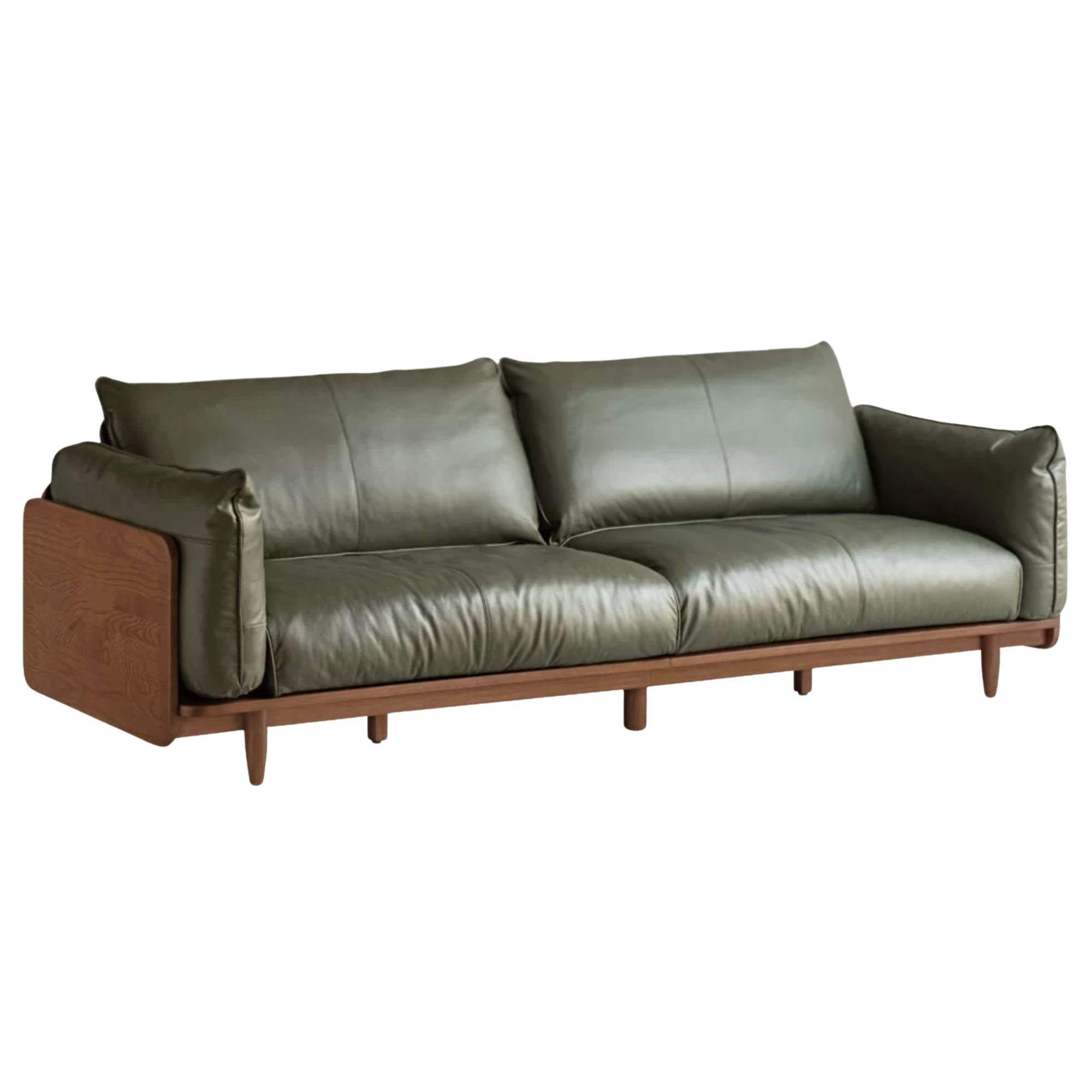 Black Walnut Solid Wood, Oak, Solid Sandalwood Genuine leather, fabric Sofa