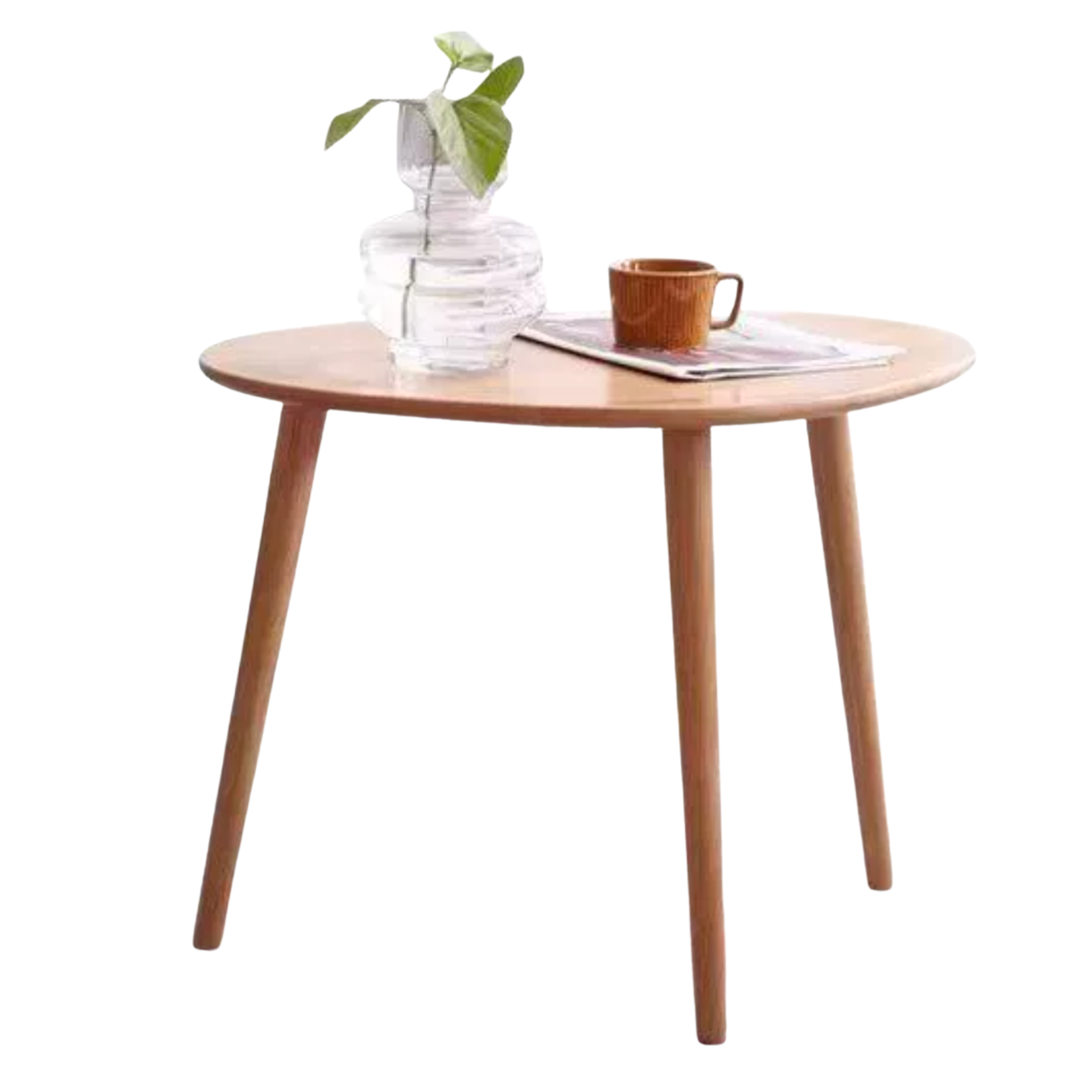 Rubberwood, Oak Solid Wood Walnut Color Side Table