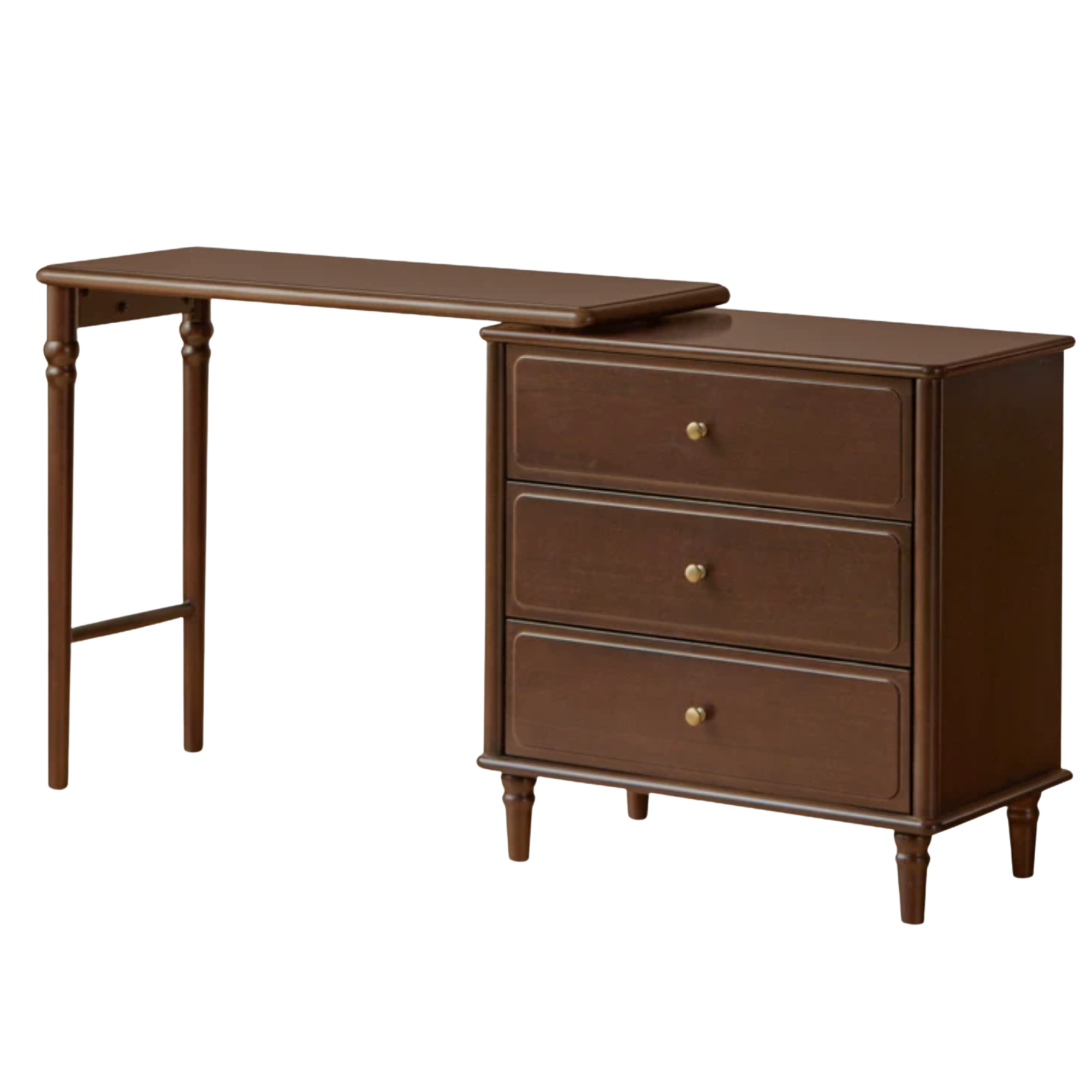 Black Walnut, Poplar, Ash Solid Wood American Retro Retractable Vanity Table