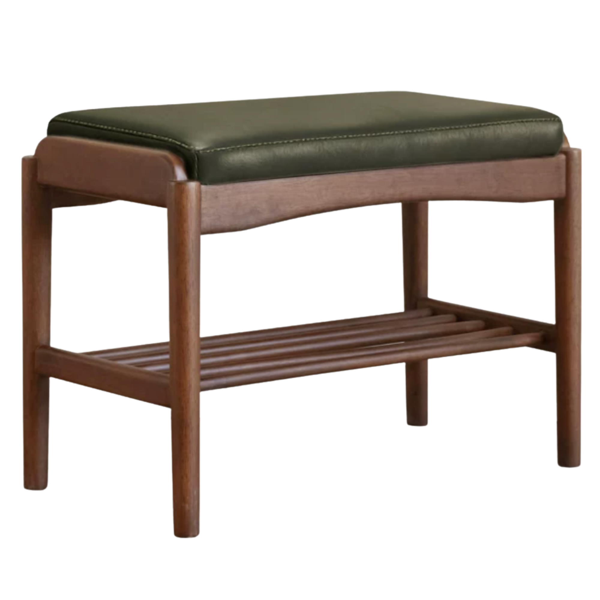 Black Walnut Solid Wood Genuine leather, Fabrics Shoe Changing Stool