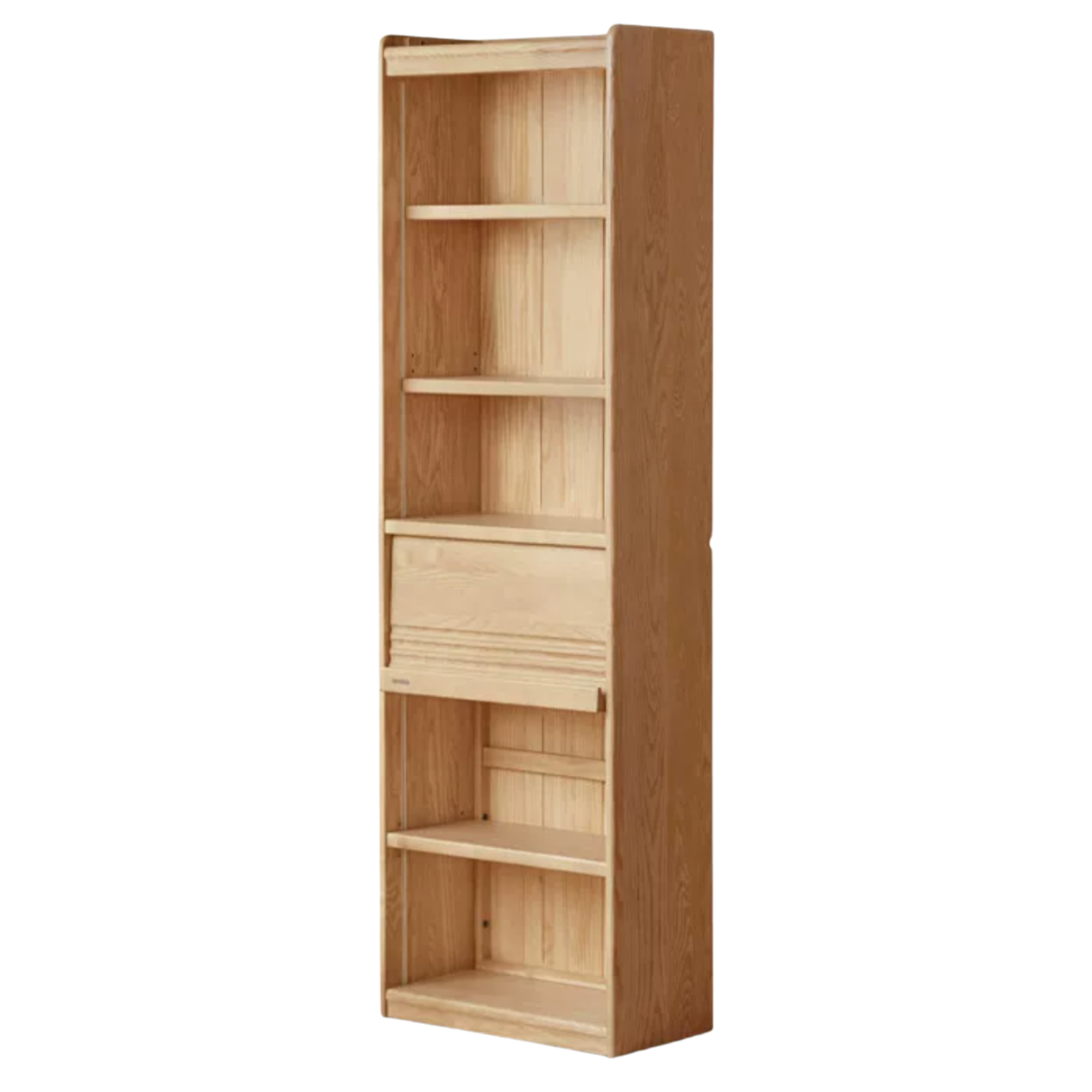Oak Solid Wood Display Bookcase with Wall-Mounted Option and Storage Cabinet