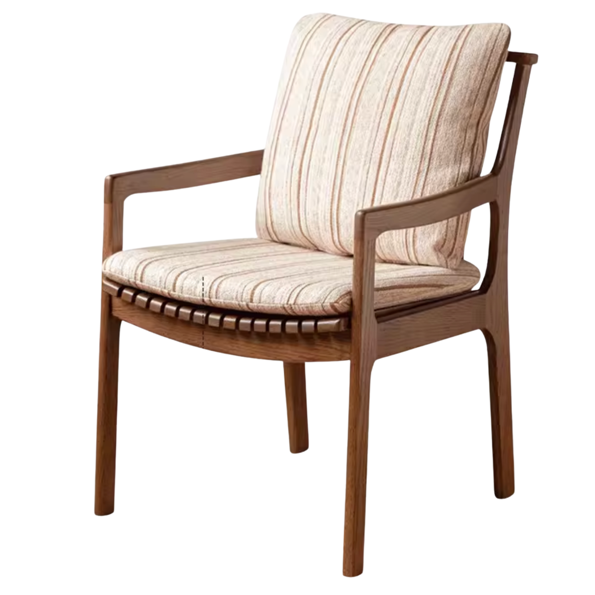 Oak Solid Wood Armchair, dual Reading Chair with Sculpted Back, Home Office Desk Chair