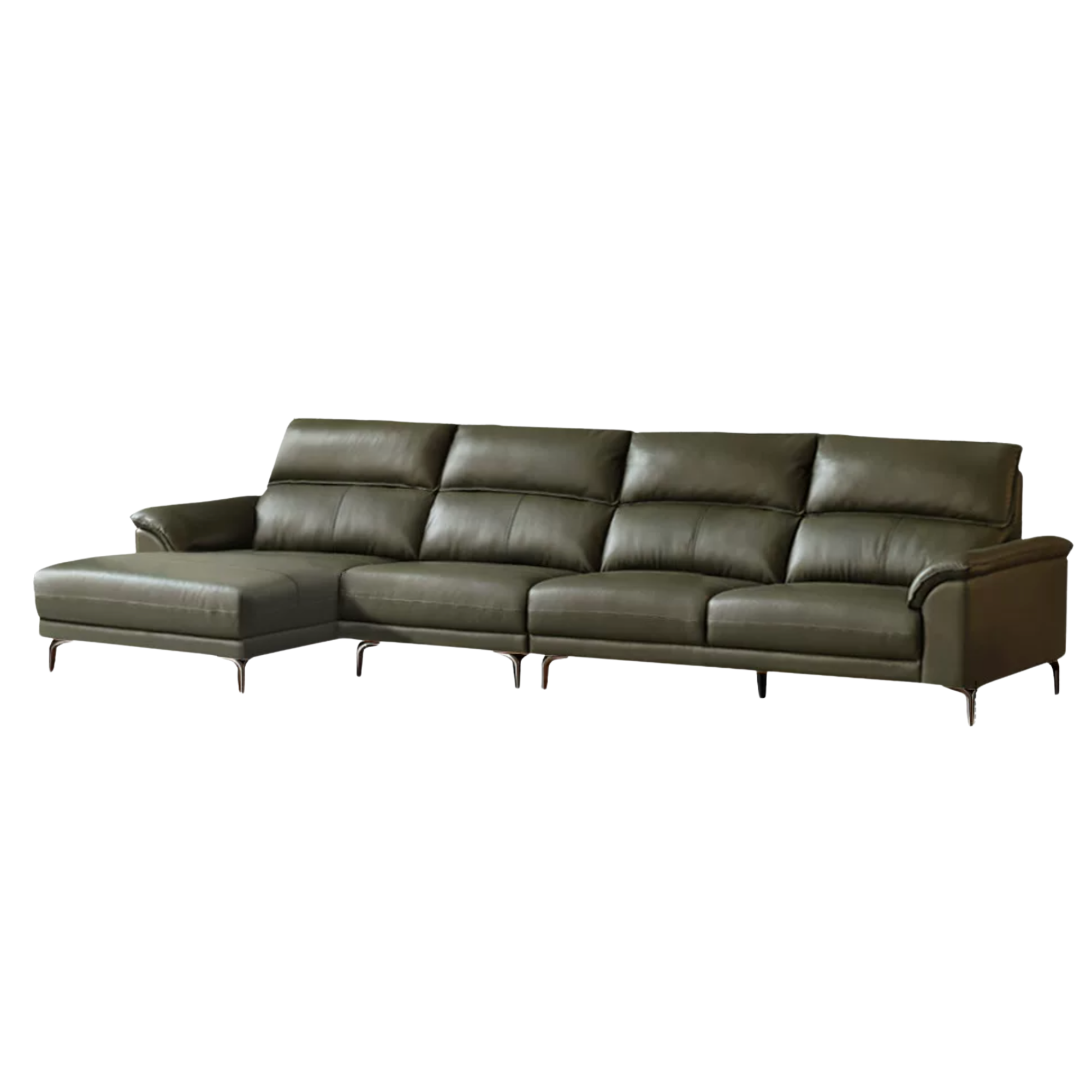 Genuine Leather Italian Minimalist Sectional Sofa – First-Layer Cowhide Corner Sofa with Chaise Lounge