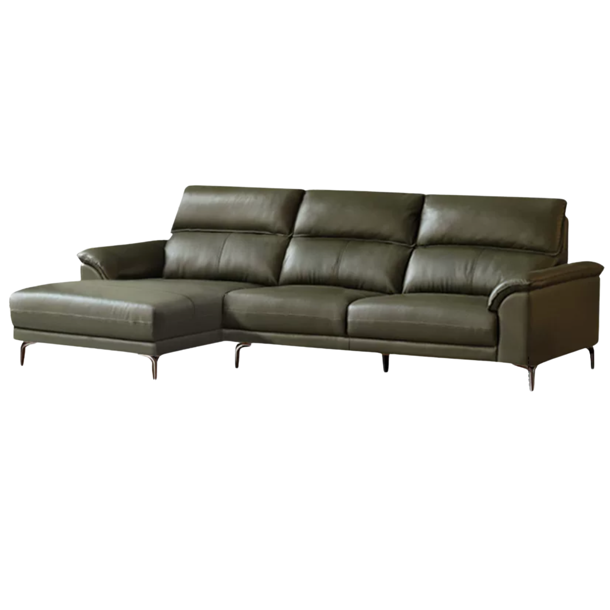 Genuine Leather Italian Minimalist Sectional Sofa – First-Layer Cowhide Corner Sofa with Chaise Lounge