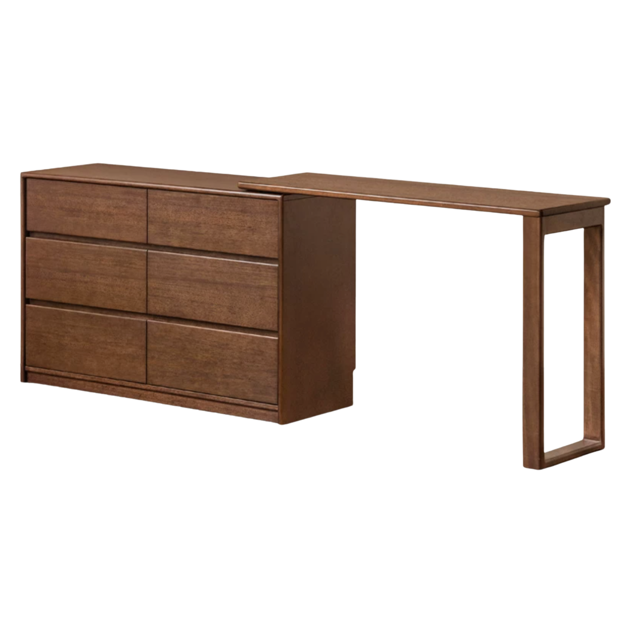 Black Walnut, Golden Pear Solid Wood Retractable Vanity Table