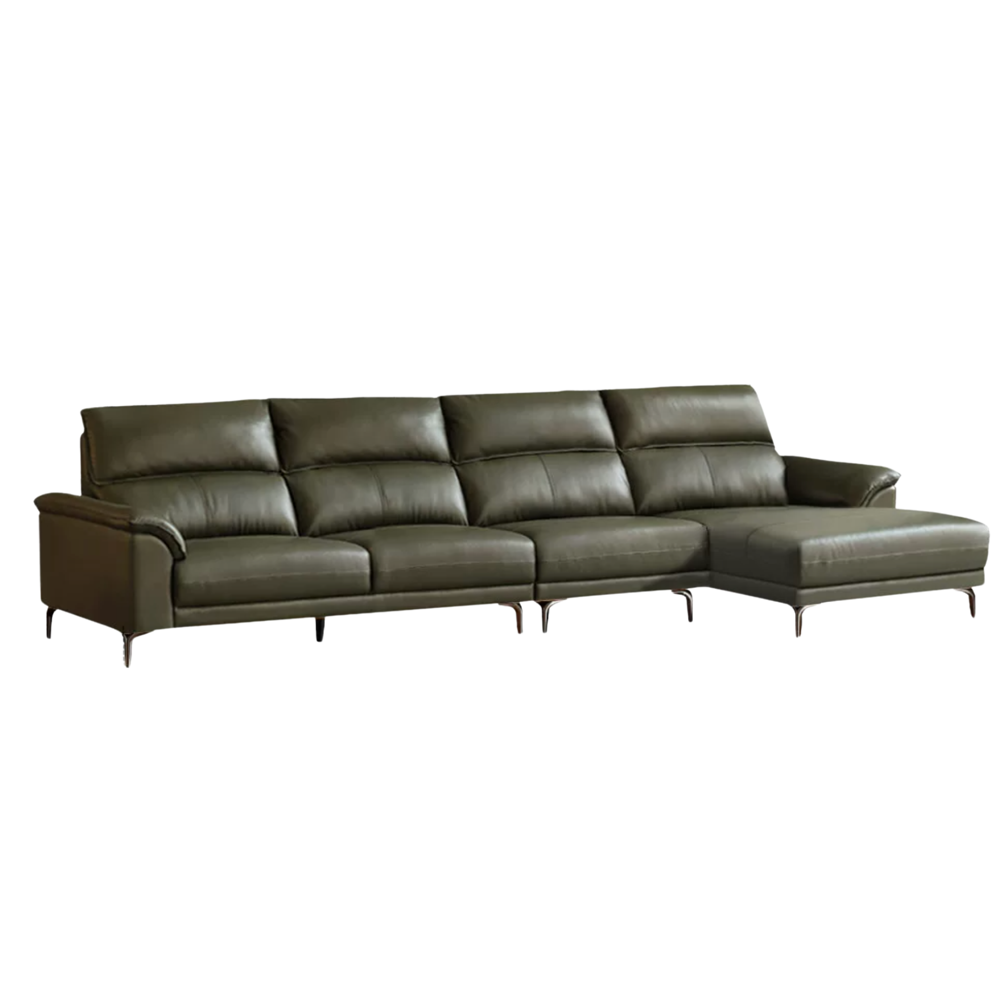 Genuine Leather Italian Minimalist Sectional Sofa – First-Layer Cowhide Corner Sofa with Chaise Lounge