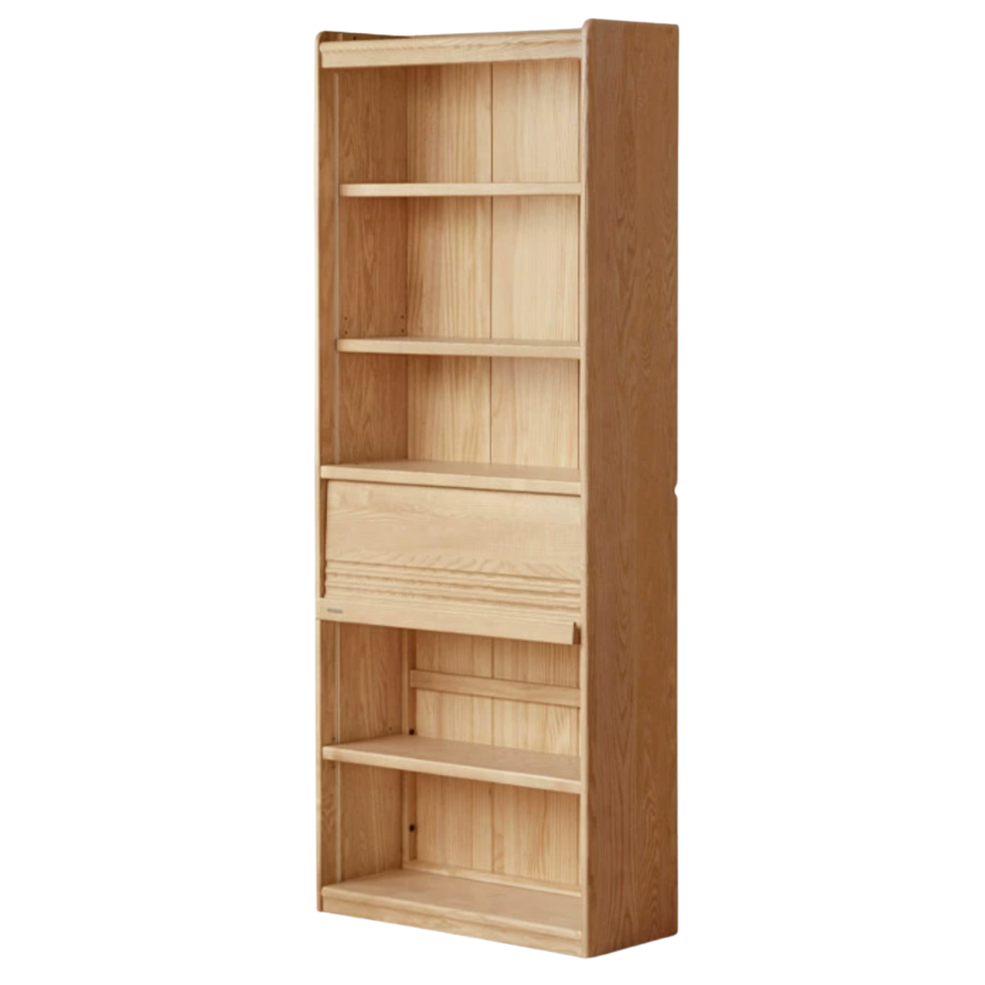 Oak Solid Wood Display Bookcase with Wall-Mounted Option and Storage Cabinet