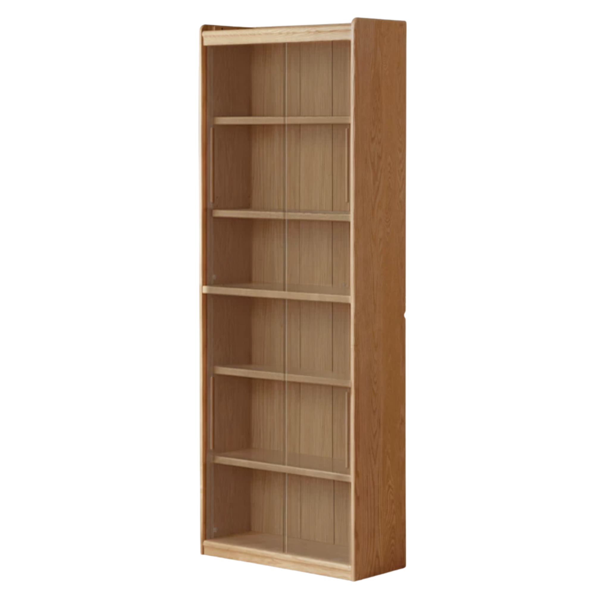 Oak Solid Wood Display Bookcase with Wall-Mounted Option and Storage Cabinet