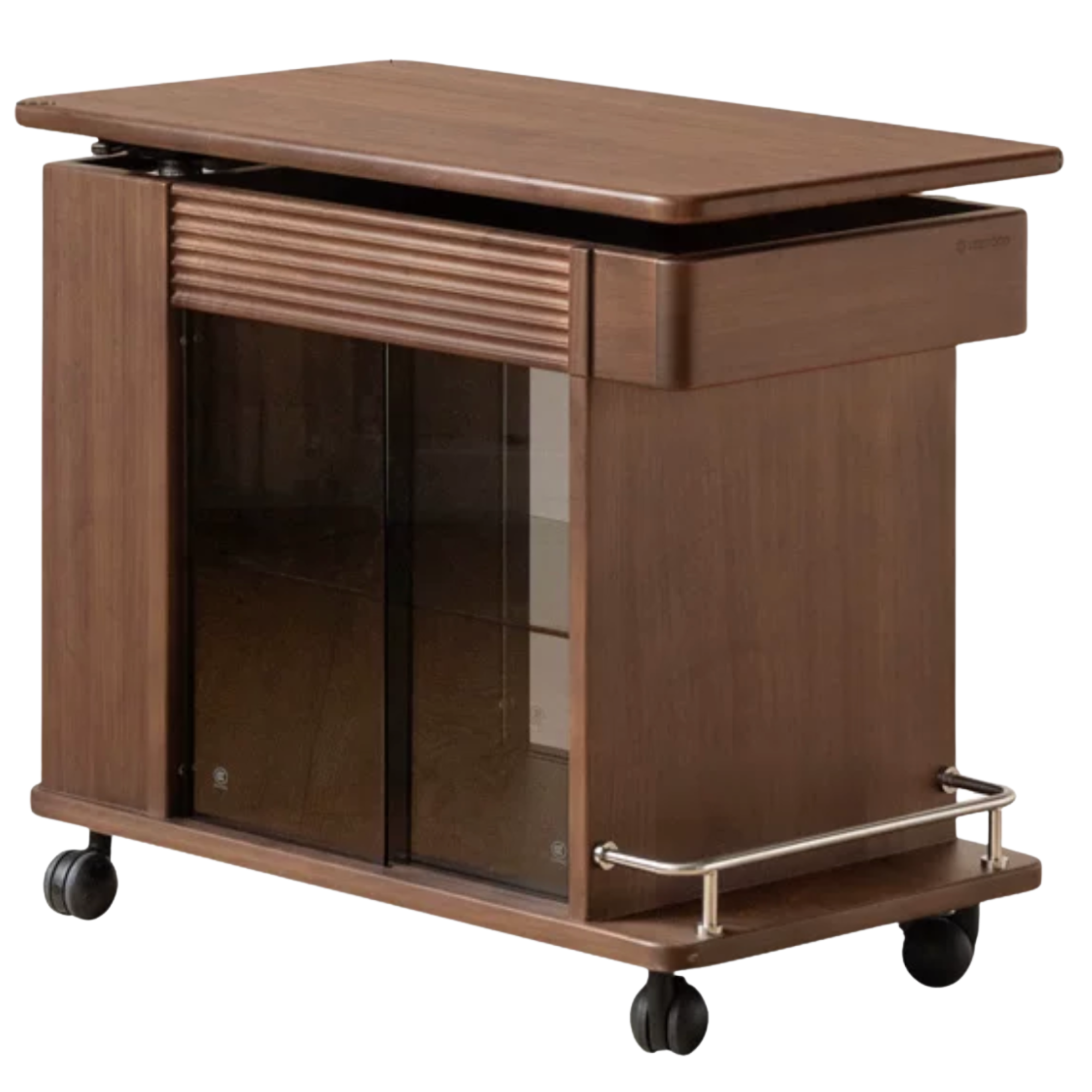 Black Walnut, Golden Pear Solid Wood Rolling Side Table – Modern End Table