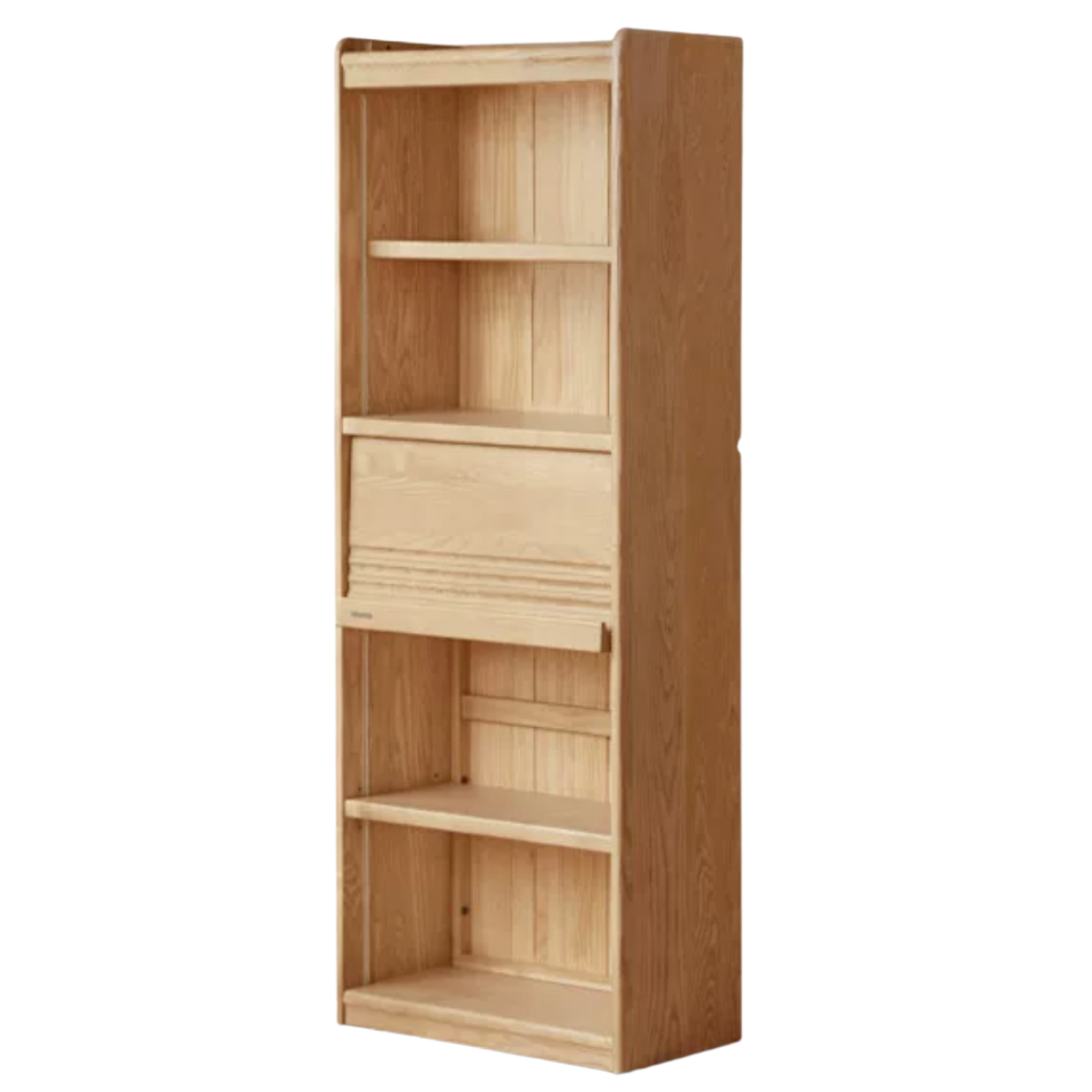 Oak Solid Wood Display Bookcase with Wall-Mounted Option and Storage Cabinet