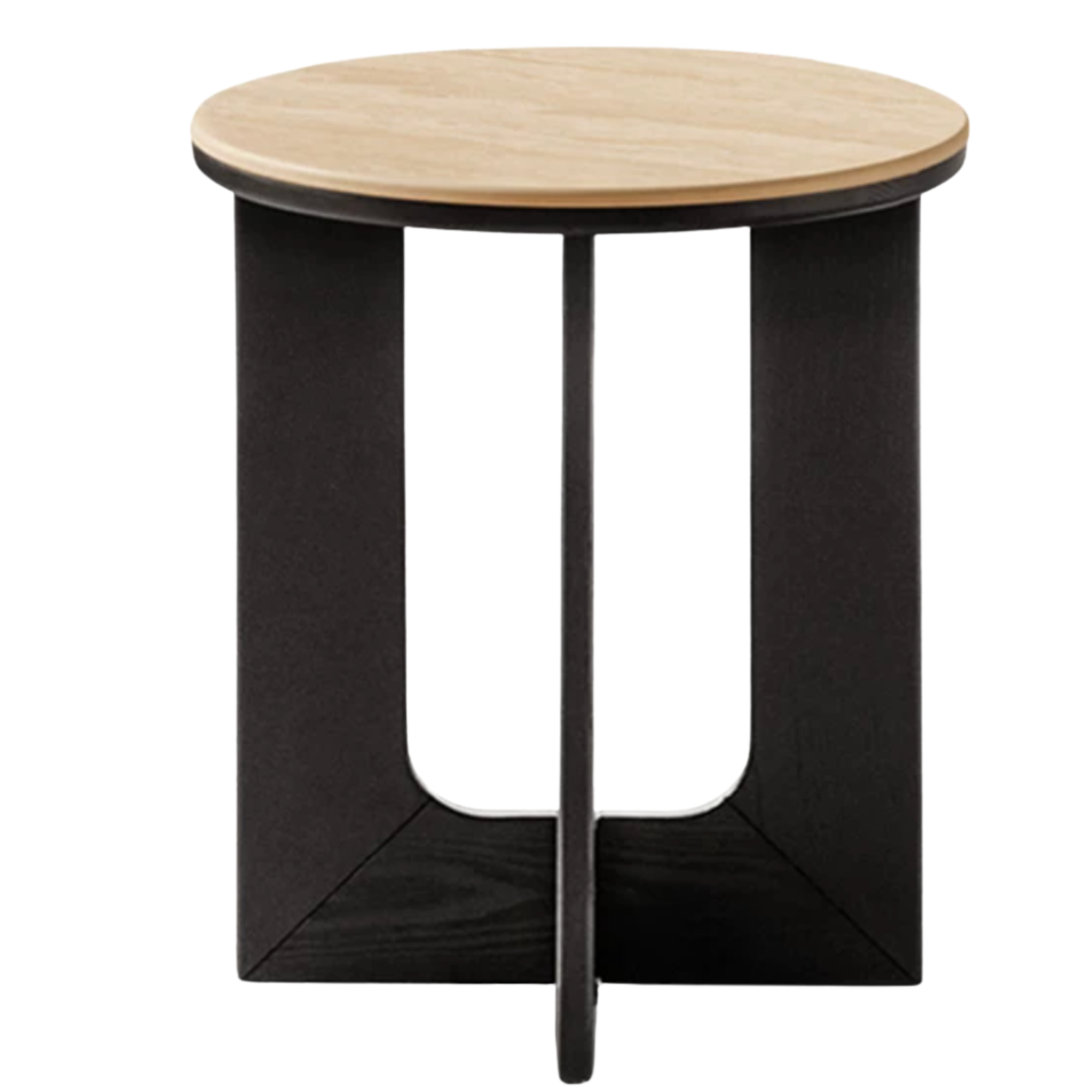 Black Walnut, Poplar Solid Wood Round Side Table with Stone Top – Wabi-Sabi Accent Table