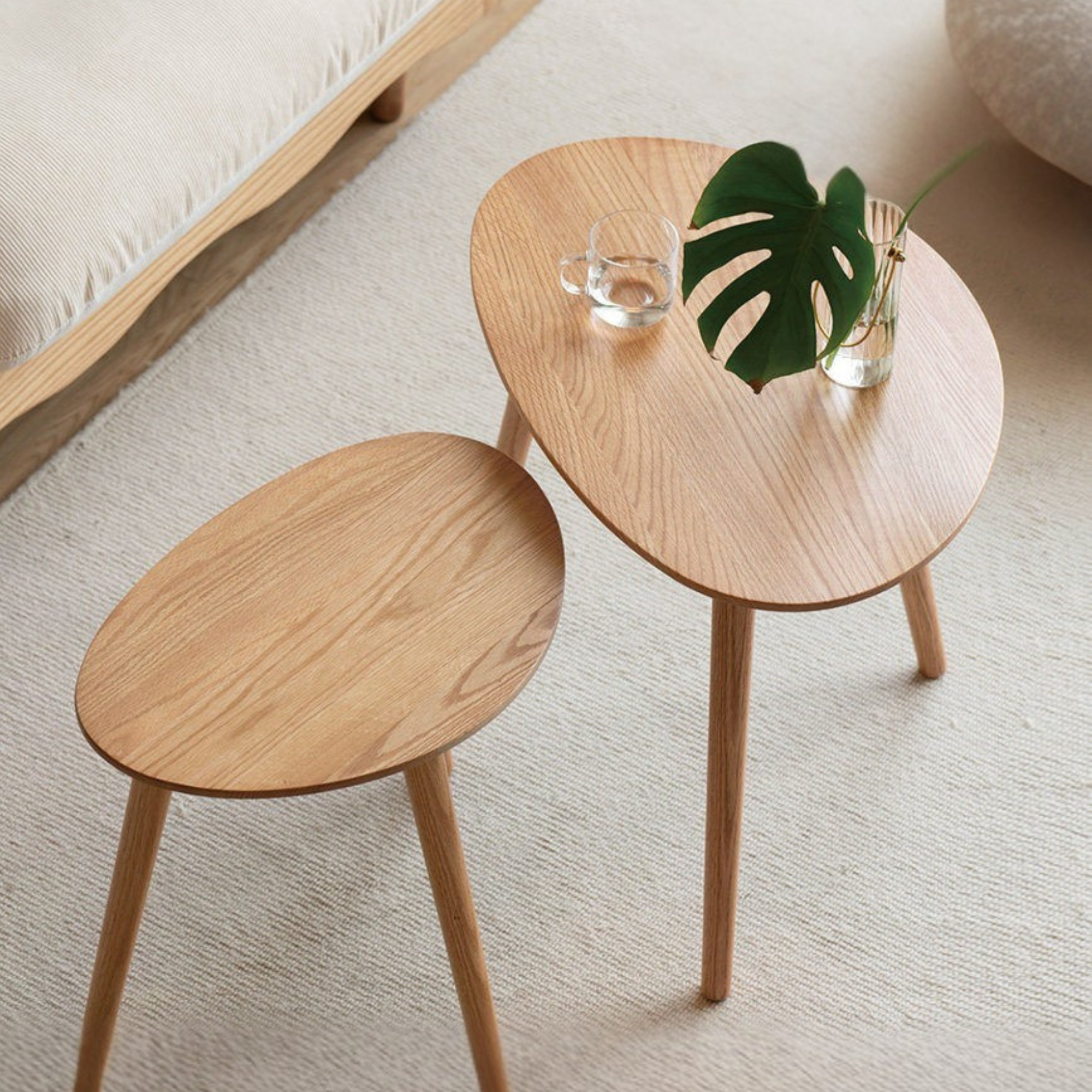 Rubberwood, Oak Solid Wood Walnut Color Side Table