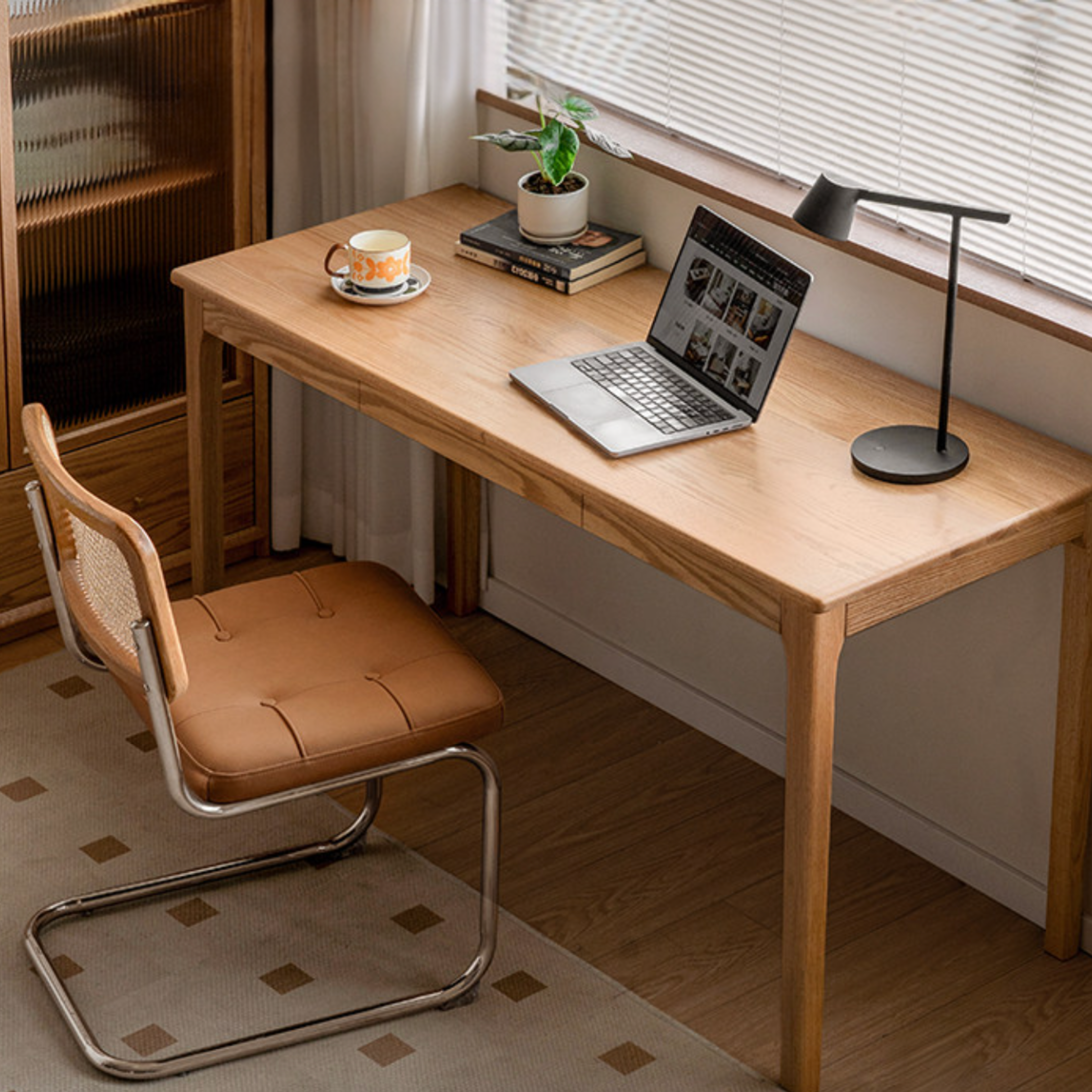 Oak Solid Wood Office Nordic Desk