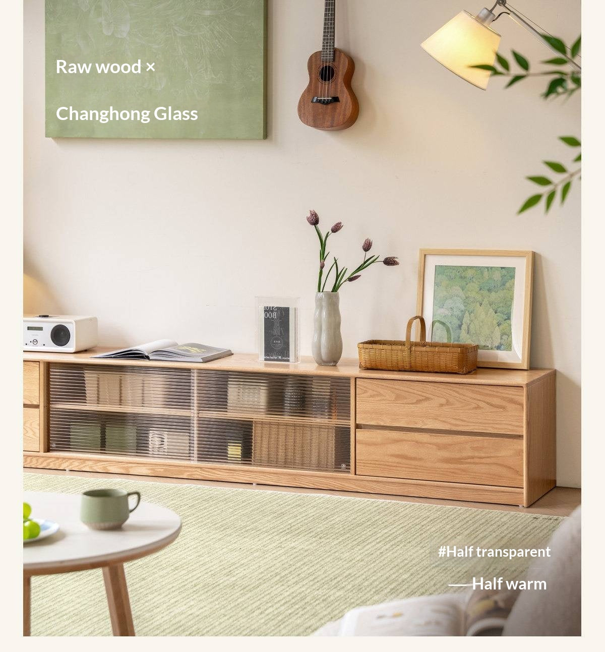 Solid RubberWood, Oak Solid Wood TV Cabinet Floor Combination