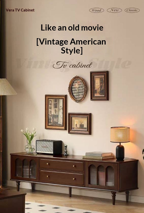 Poplar Solid Wood American Style TV Cabinet.