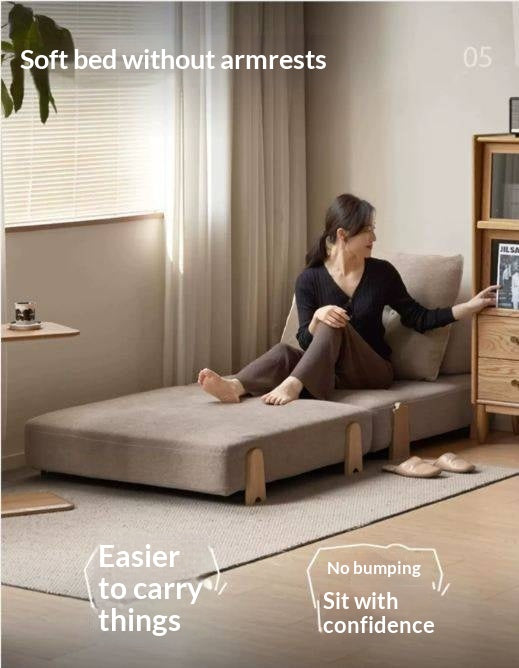 Armless Folding Sofa Bed with Wood Legs