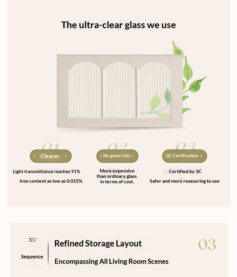 Solid Rubberwood TV Cabinet French Cream Style and Integrated Storage