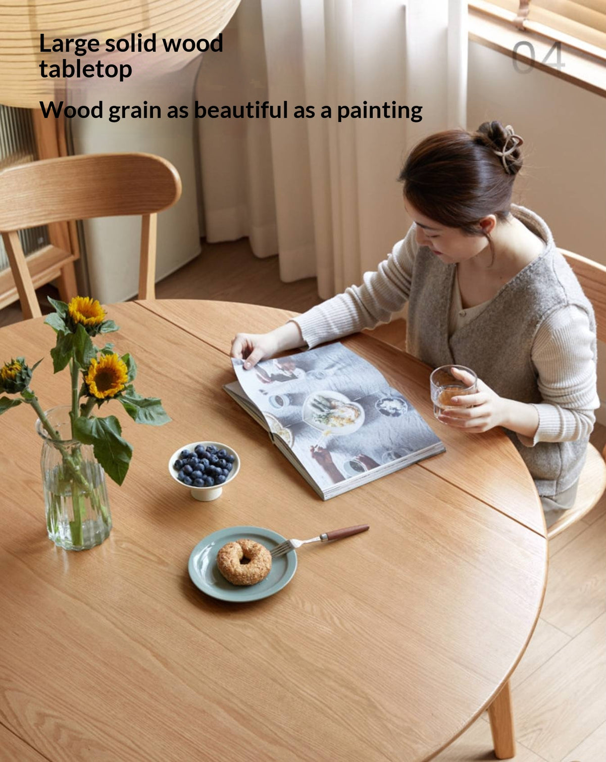 Oak Solid Wood Folding Dining Table