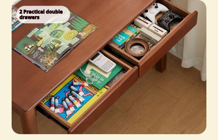 Poplar Solid Wood Children's Study Table Bookshelf Integrated.