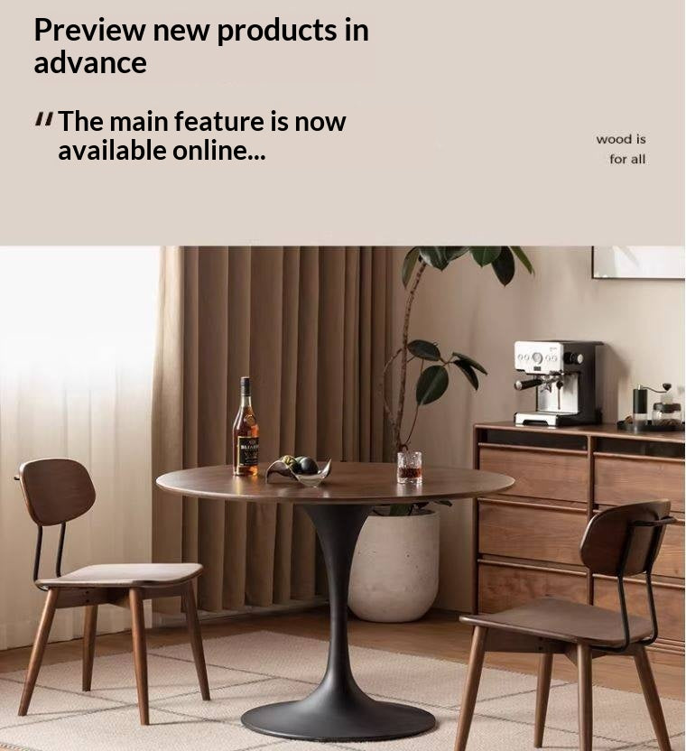 Black Walnut Solid Wood Dining Table Bauhaus Style