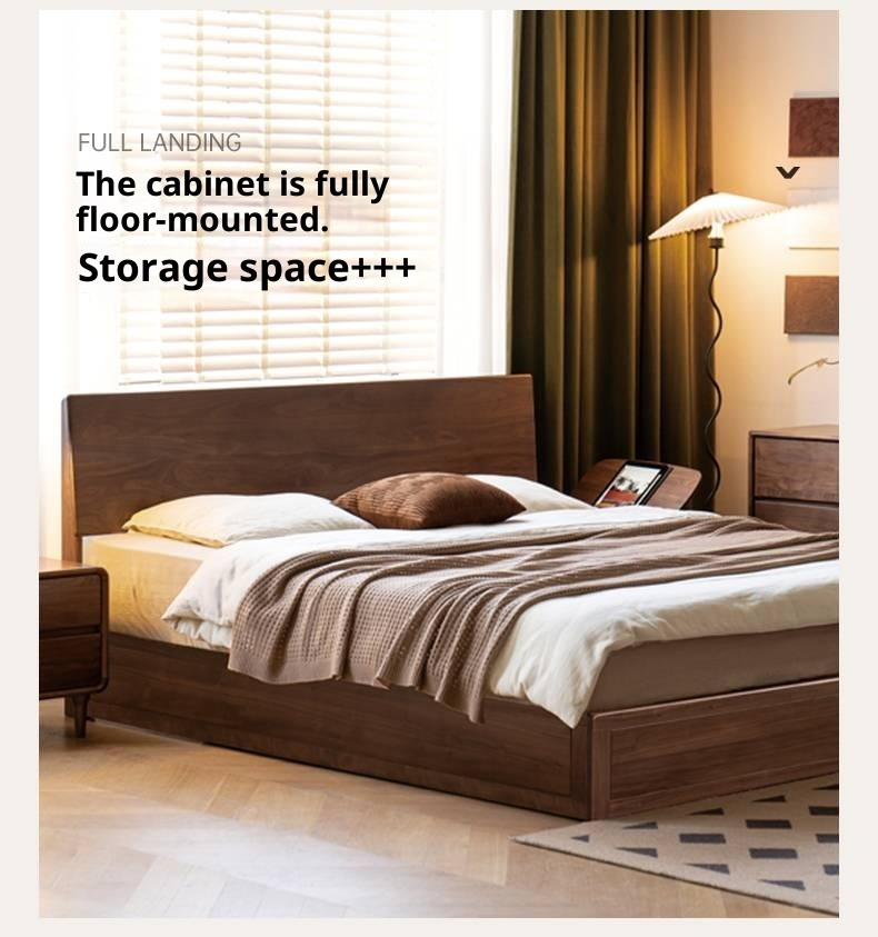 Black Walnut Solid Wood Box Bed Simple Modern Nordic Style