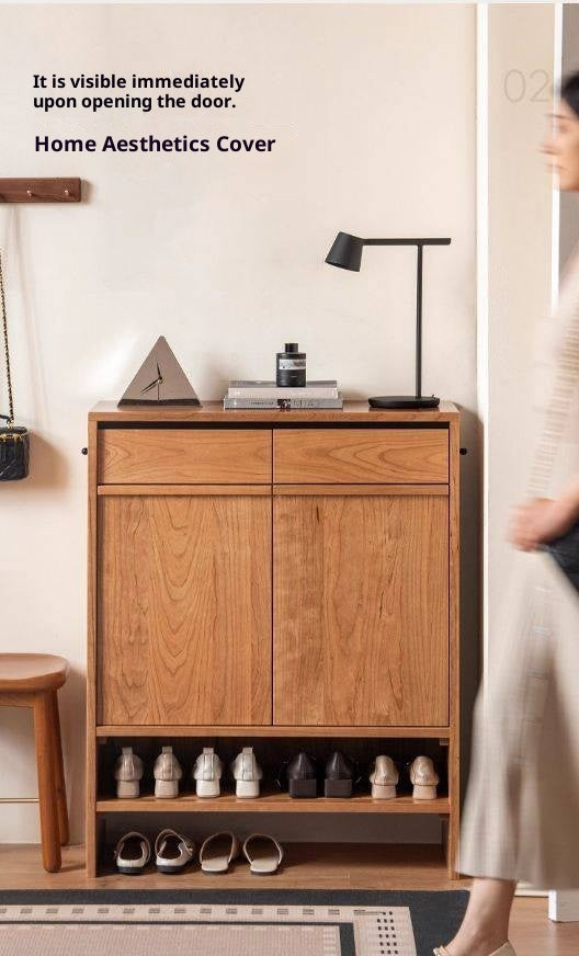Cherry Solid Wood Modern Shoe Cabinet