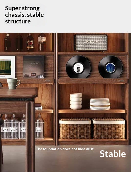 Black Walnut Solid Wood Combination Bookcase with Floor Display and Luxury Storage