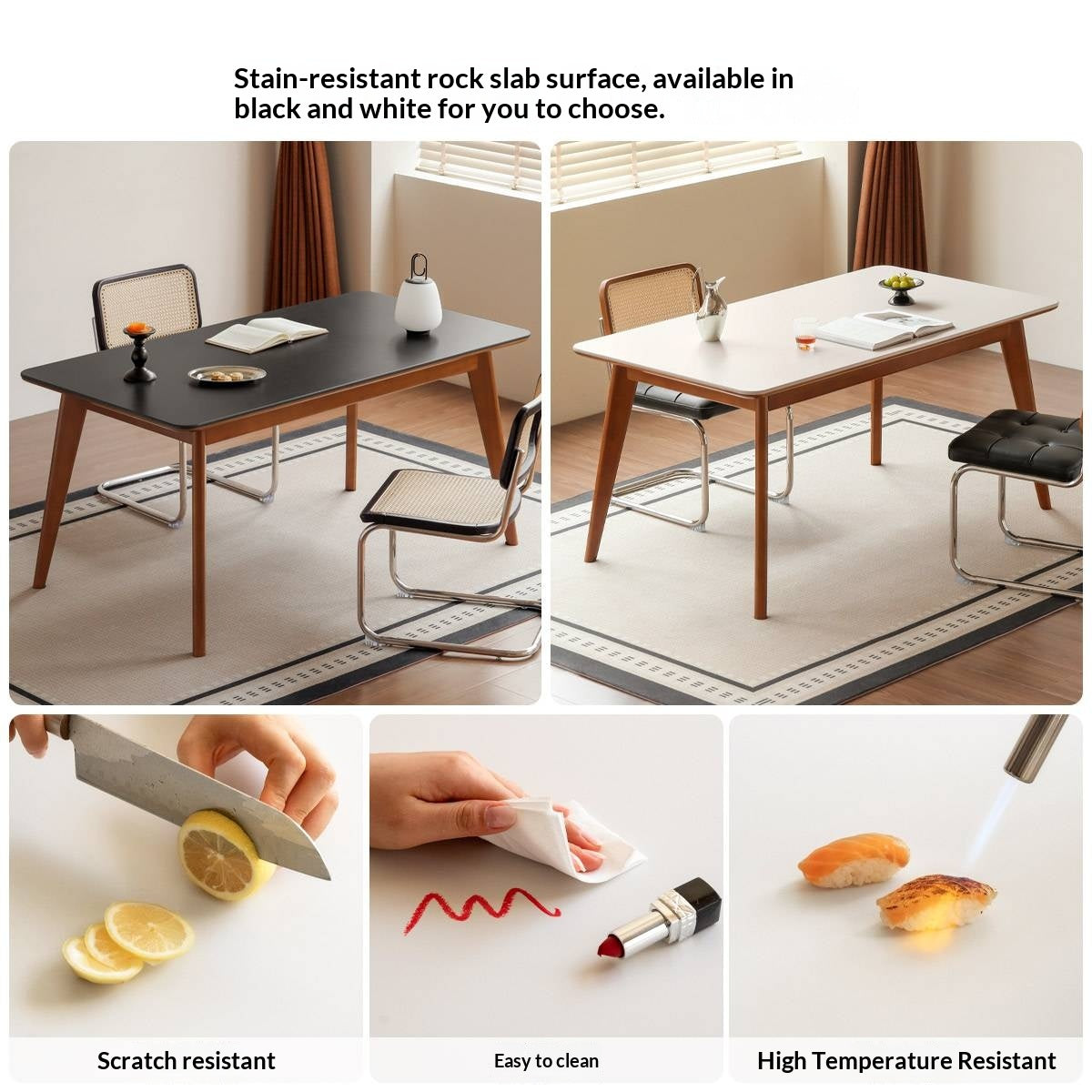 Tulipwood Solid Wood Retro Style Dining Table